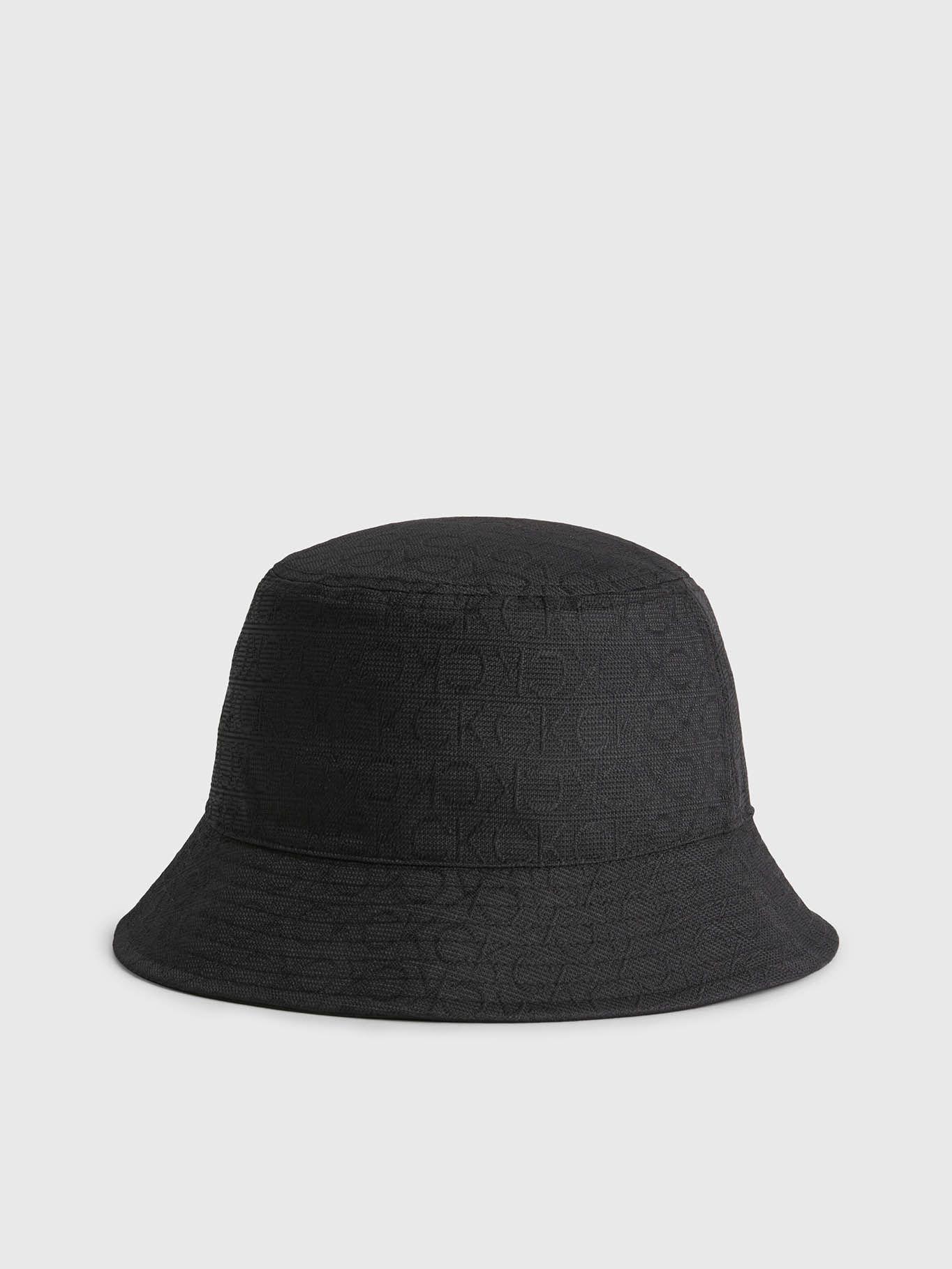 Gorro de pescador reciclado de jacquard con logo Negro Calvin Klein-0