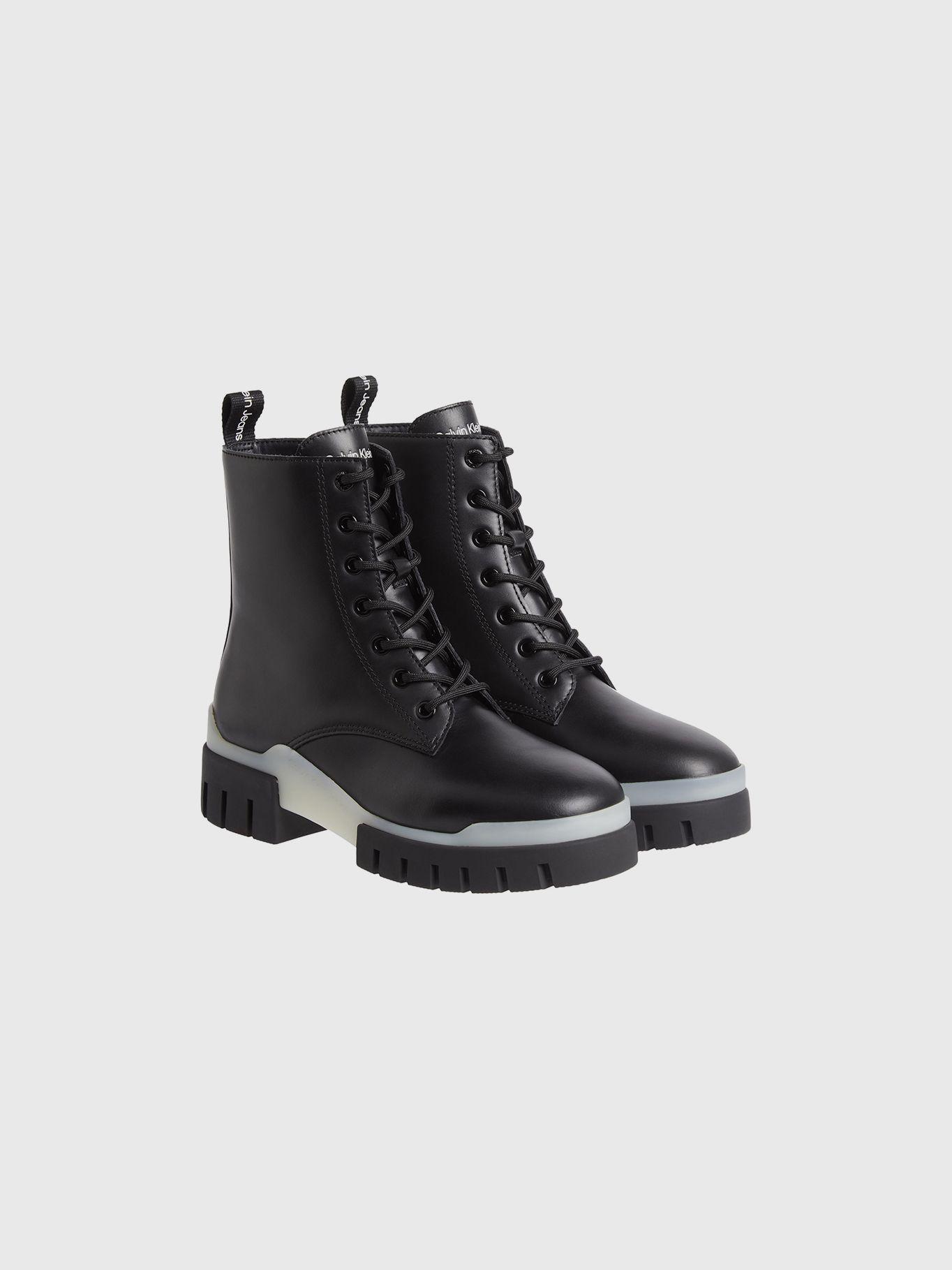 Botas Combat Mid De Cuero Negro Calvin Klein-0