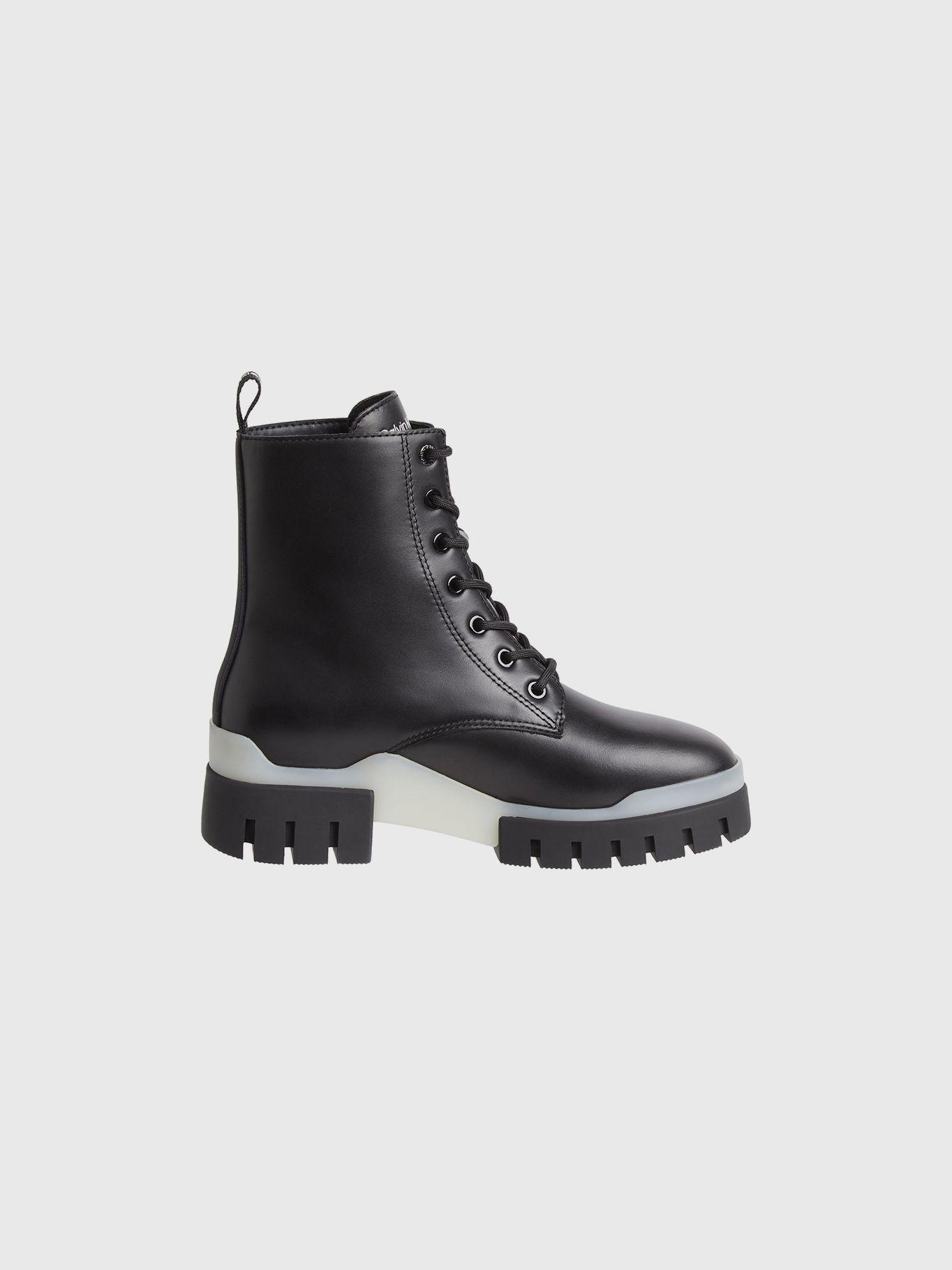 Botas Combat Mid De Cuero Negro Calvin Klein-4