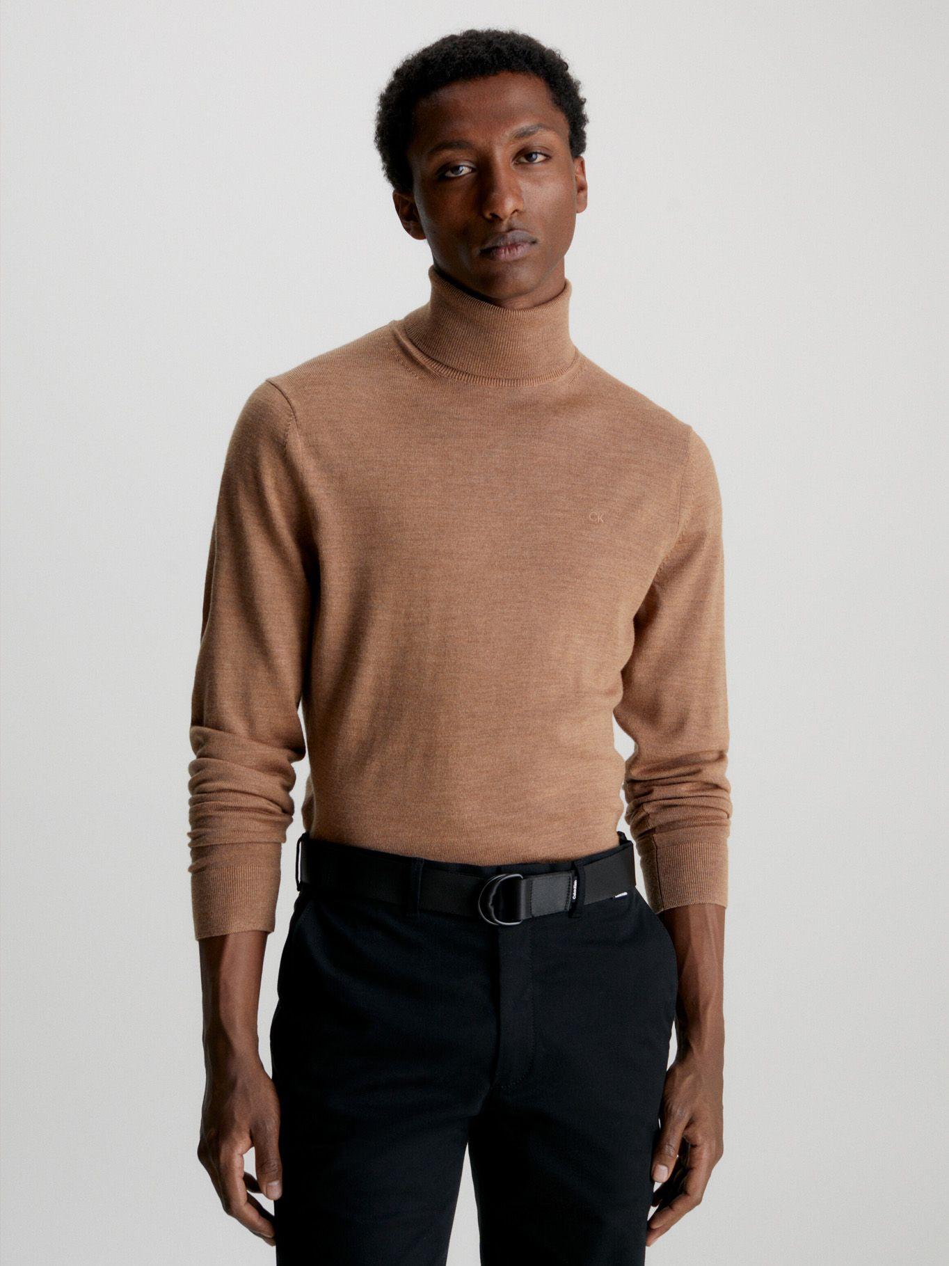 Sweater Cuello Alto Merino Café Calvin Klein-0