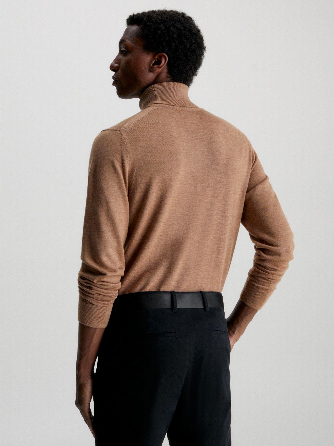 Sweater Cuello Alto Merino Café Calvin Klein-2