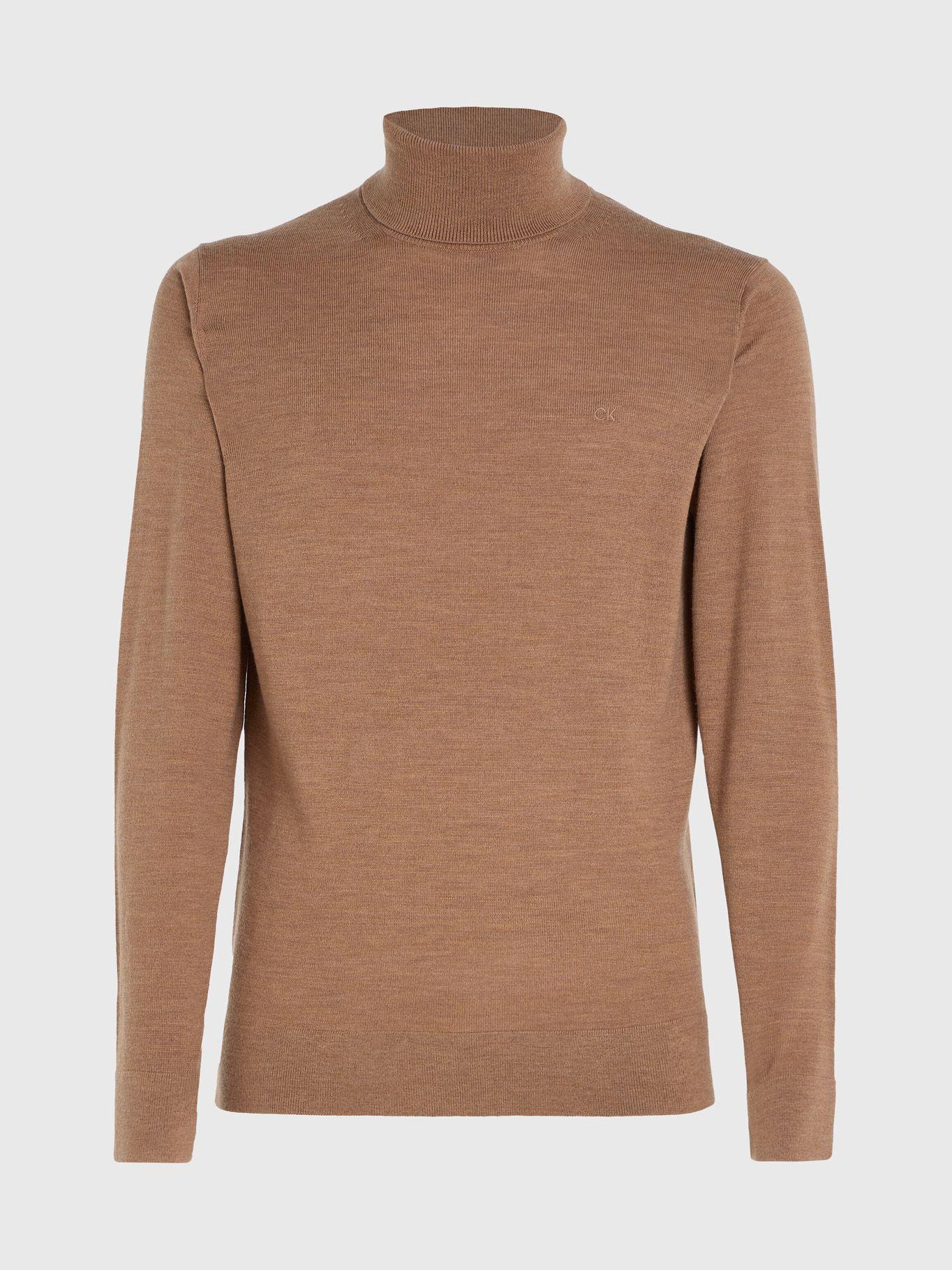 Sweater Cuello Alto Merino Café Calvin Klein-4