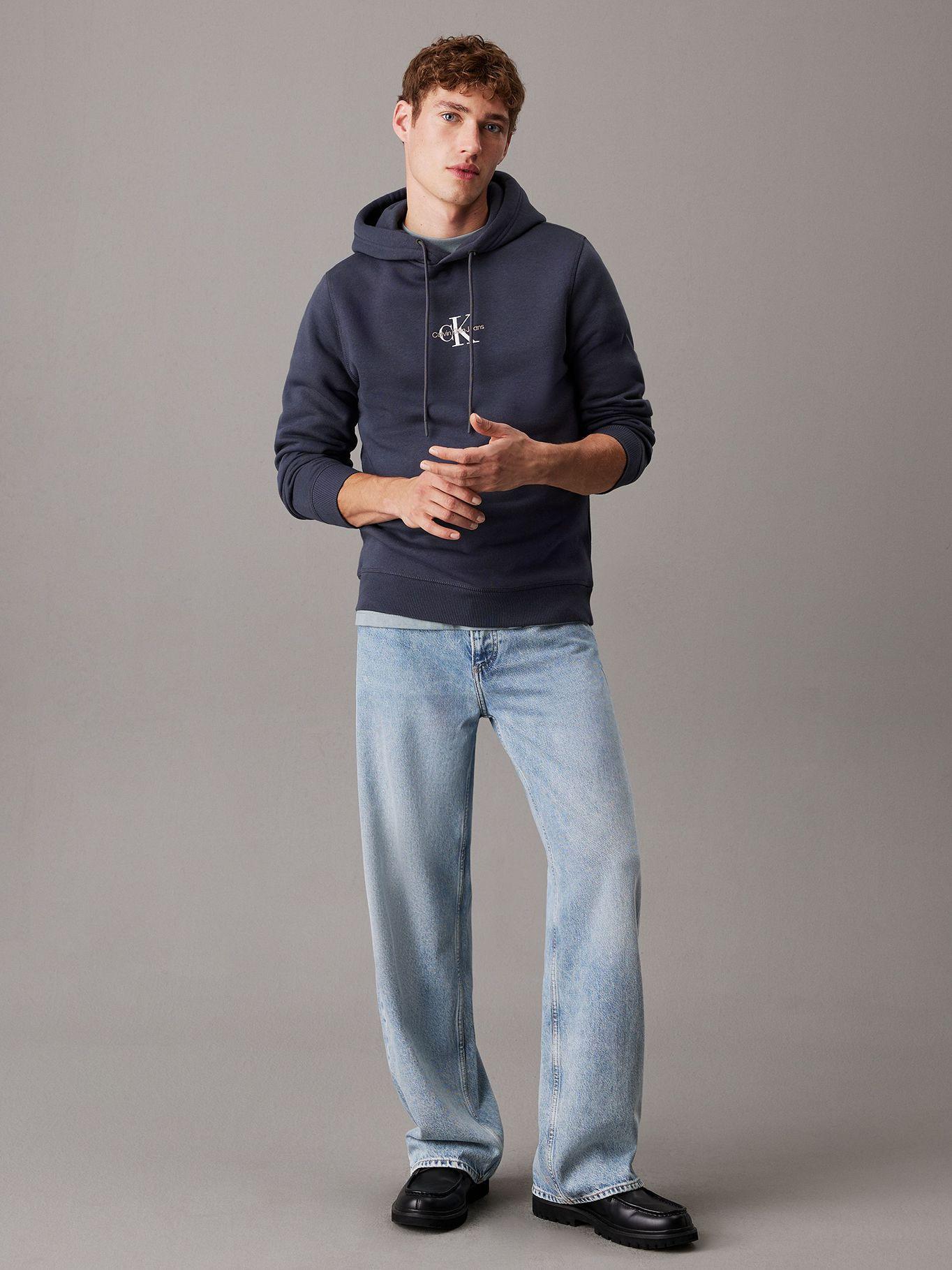 Polerón con felpa gorro y monograma Azul Calvin Klein-1