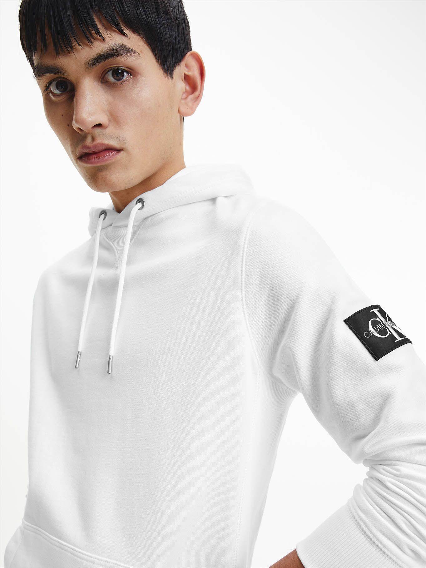 Hoodie Monogram Sleeve Blanco Calvin Klein-3