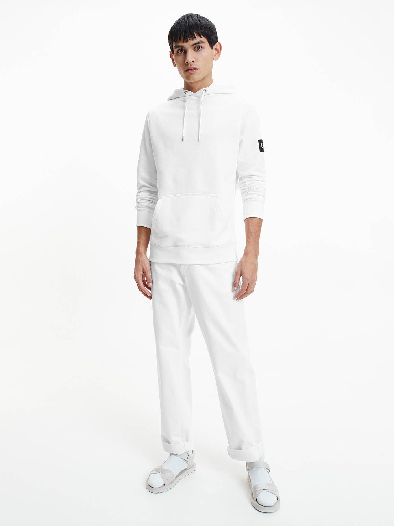 Hoodie Monogram Sleeve Blanco Calvin Klein-1