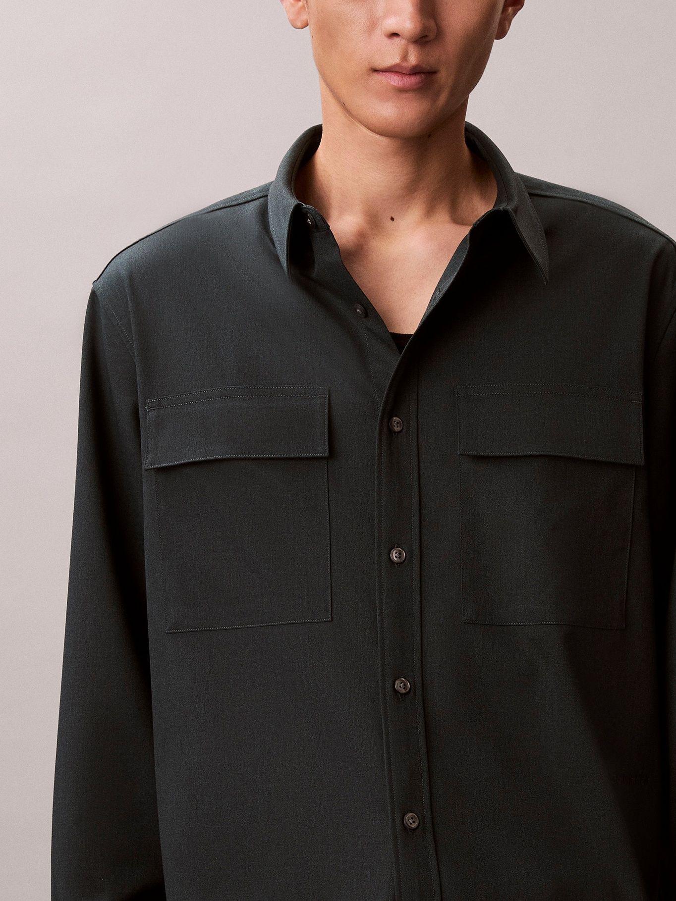 Camisa con Bolsillos Frontales Negro Calvin Klein-4