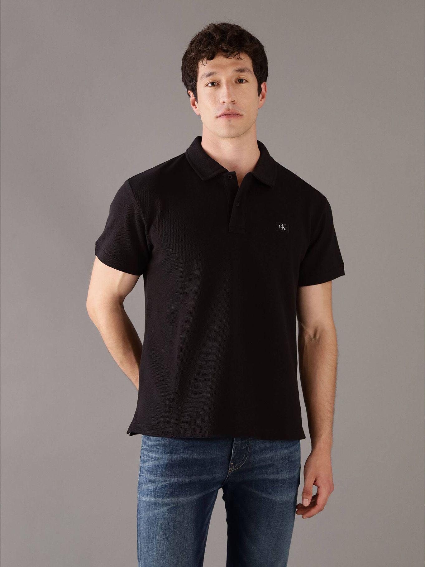 Polo manga corta con etiqueta tejida Negro Calvin Klein-0