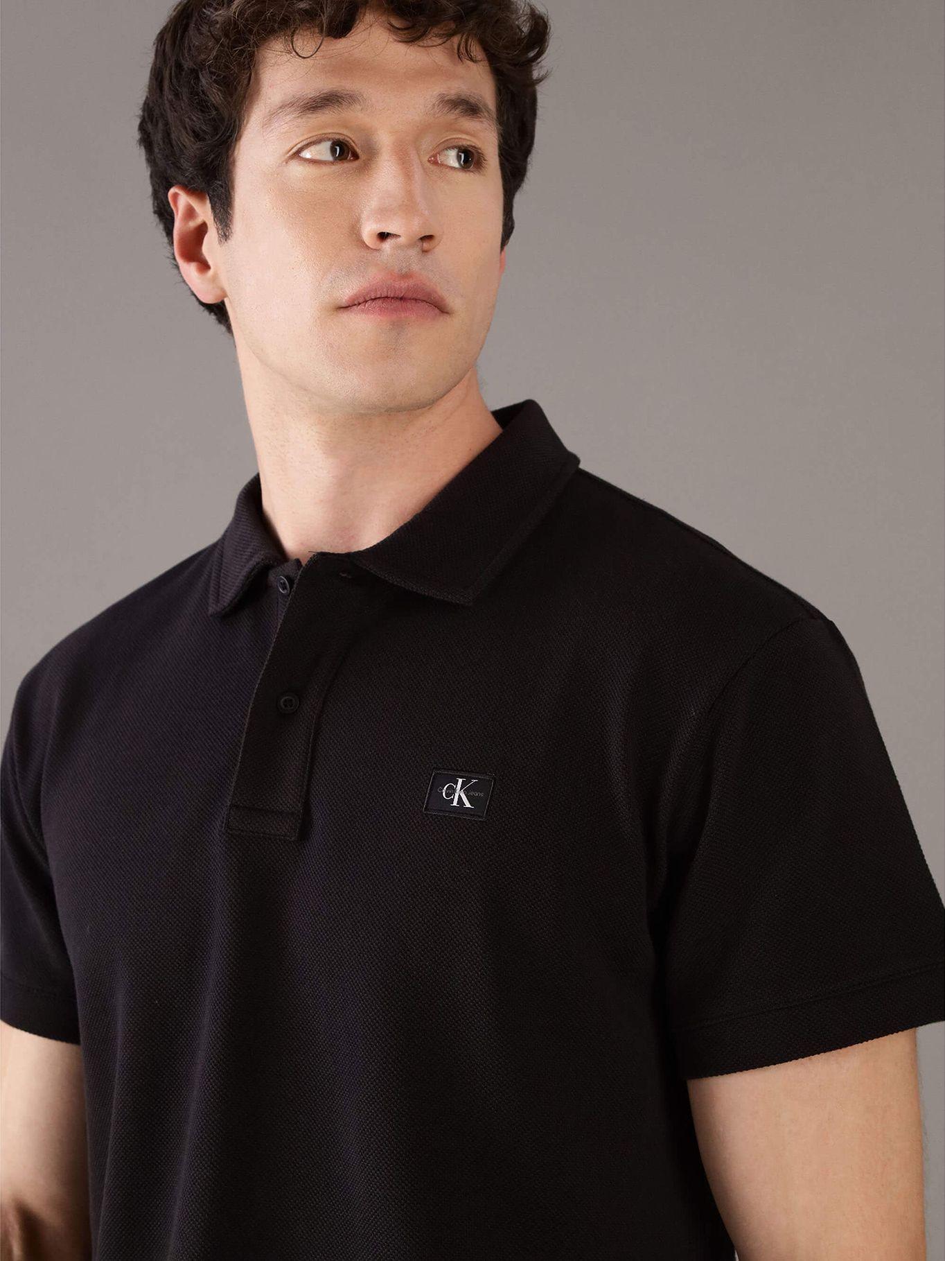 Polo manga corta con etiqueta tejida Negro Calvin Klein-3