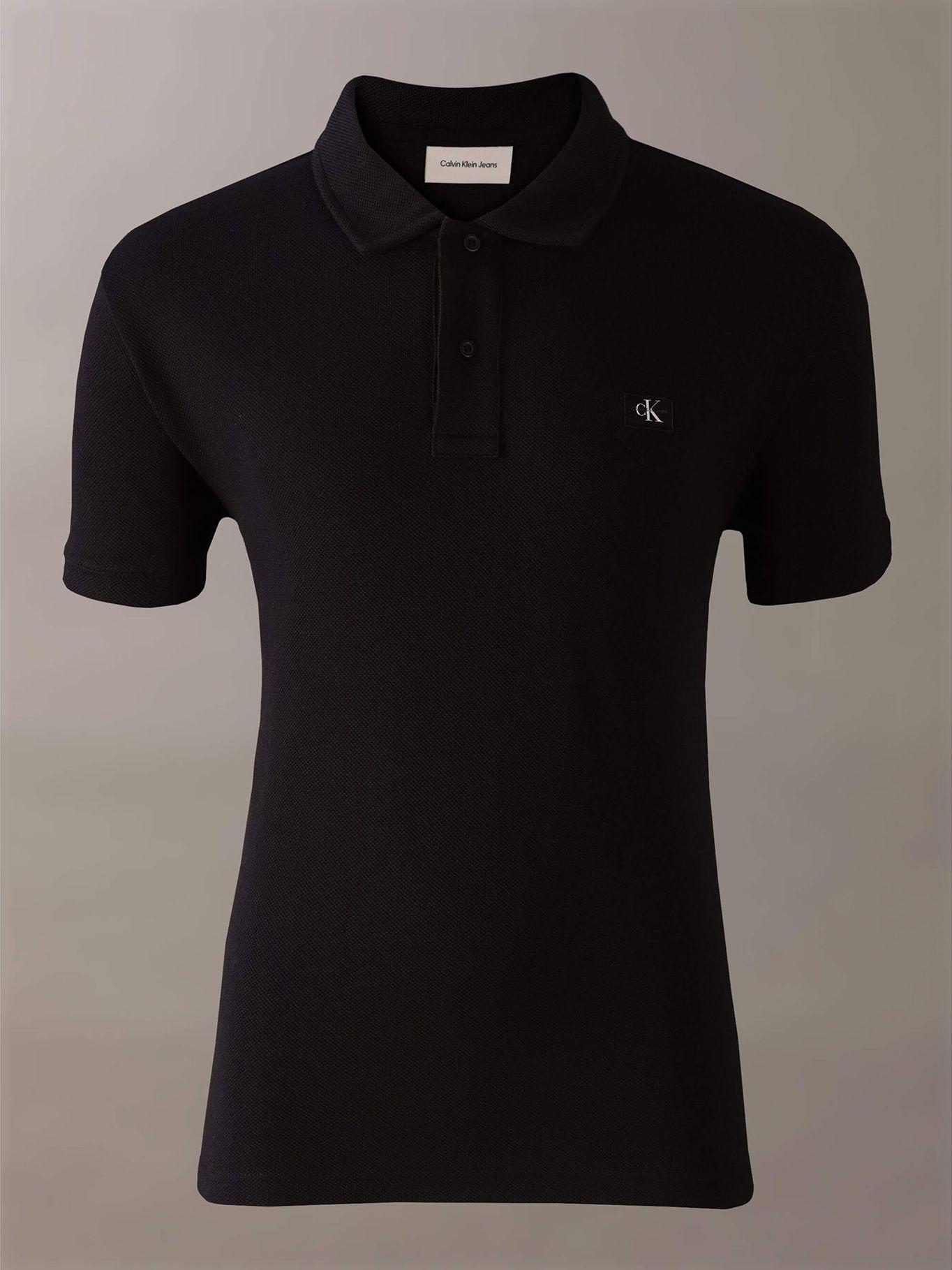 Polo manga corta con etiqueta tejida Negro Calvin Klein-4