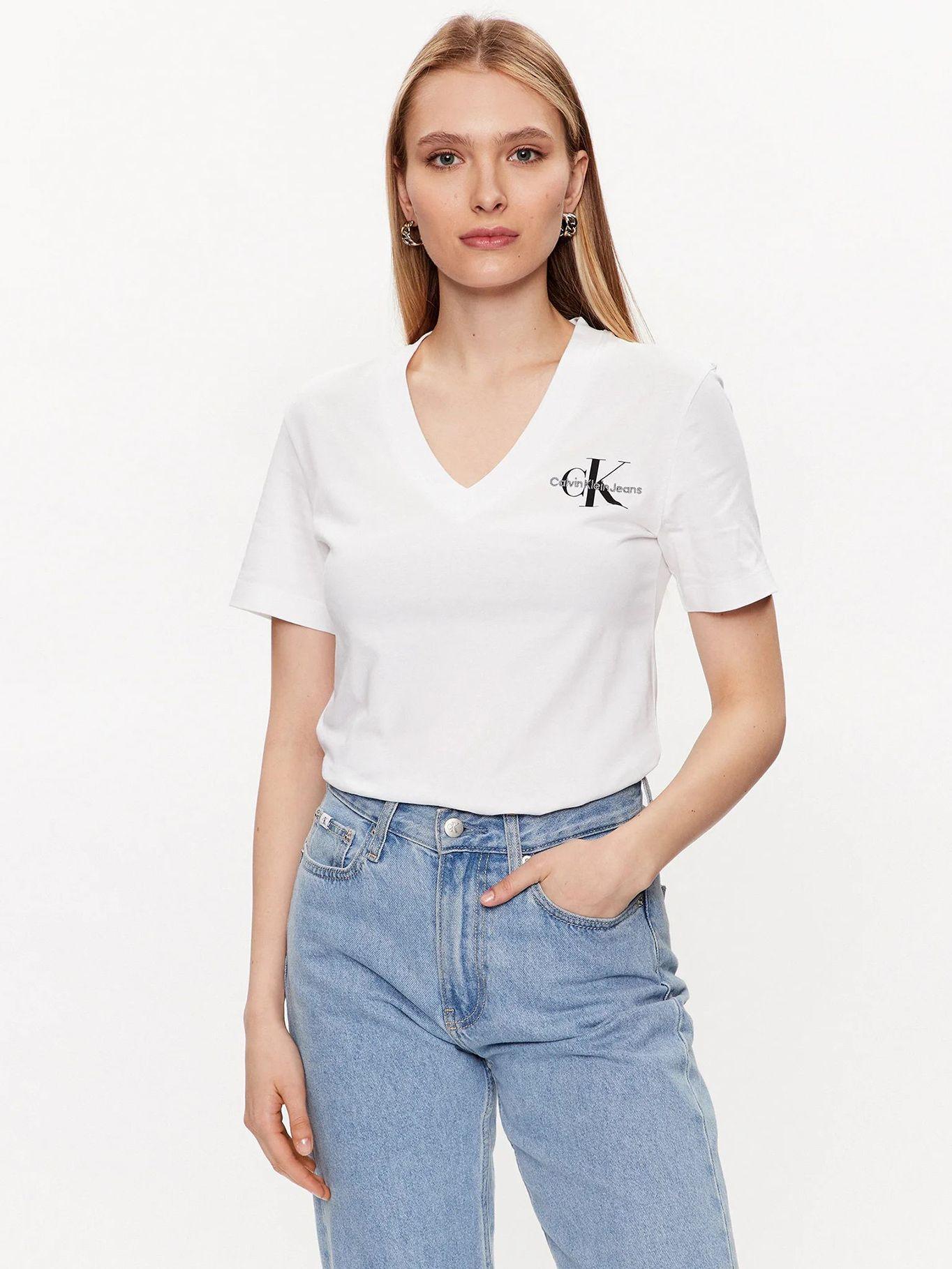 Polera Monologo Slim V-Neck Blanco YAF-0