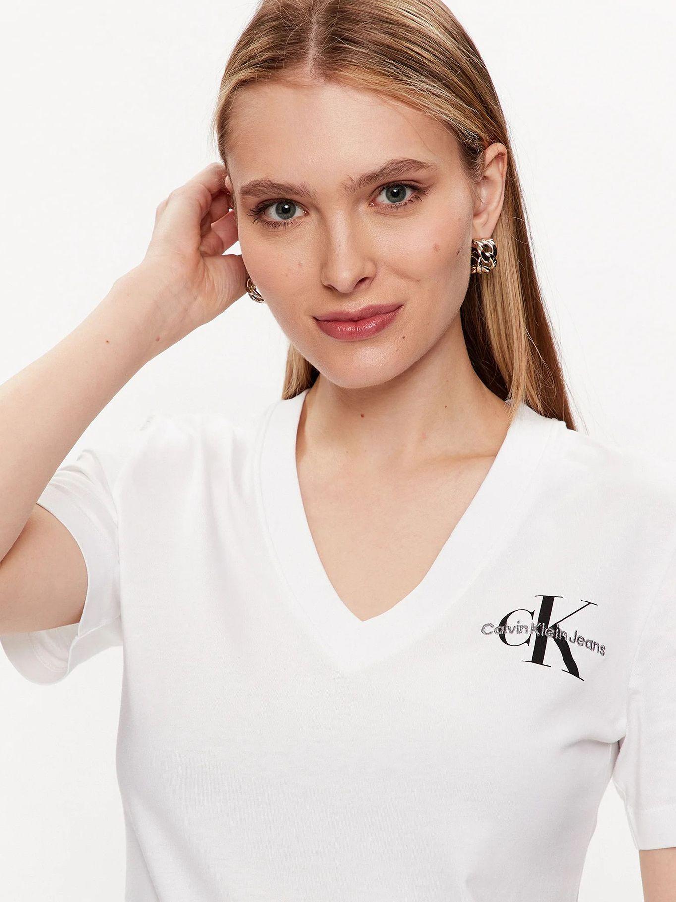 Polera Monologo Slim V-Neck Blanco YAF-3