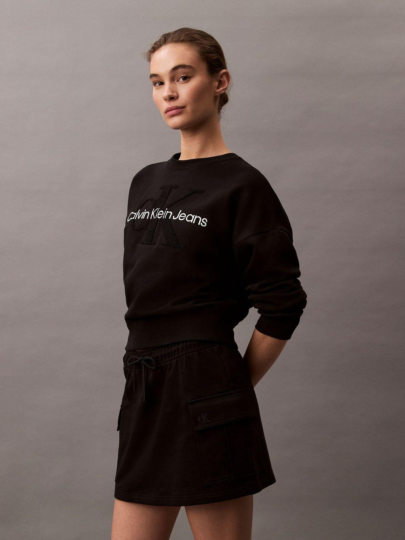 Minifalda Cargo de Felpa de Algodón Negro Calvin Klein-3