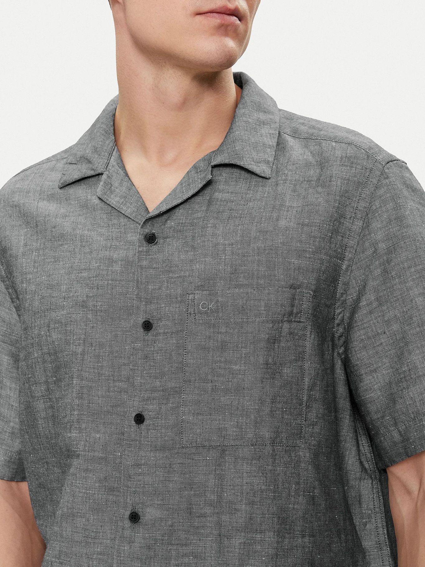 Camisa Linen Cotton Cuban Gris Calvin Klein-3