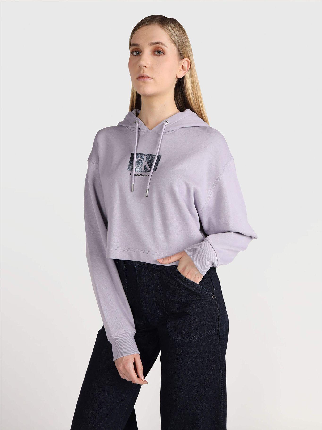 Polerón con Gorro Cropped Oversized   Morado Calvin Klein-0