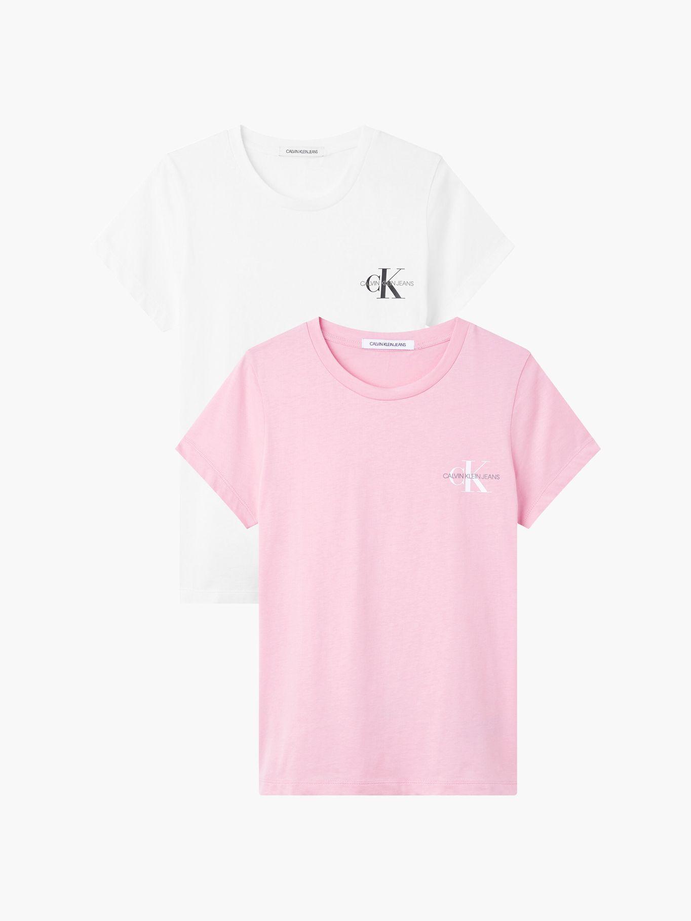 Polera 2 Pack Slim Blanco/Rosa Calvin Klein Mujer-0