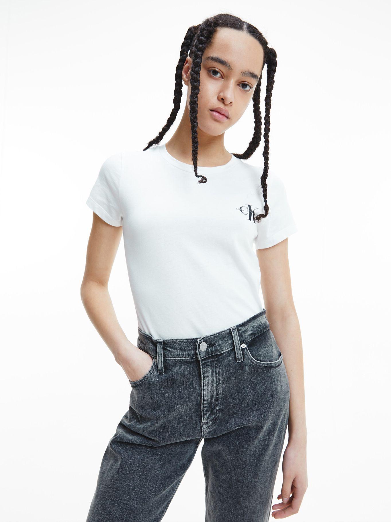 Polera 2 Pack Slim Blanco/Rosa Calvin Klein Mujer-5