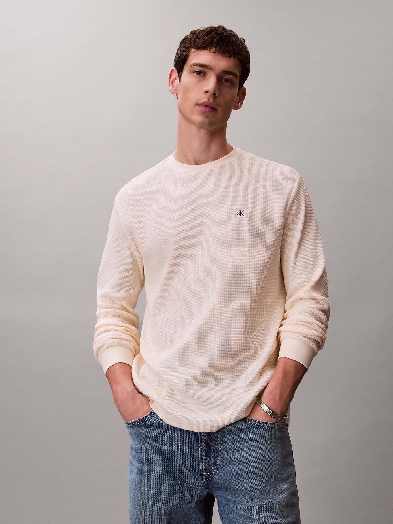 Polera Manga Larga en Tejido Punto Crema Calvin Klein-0