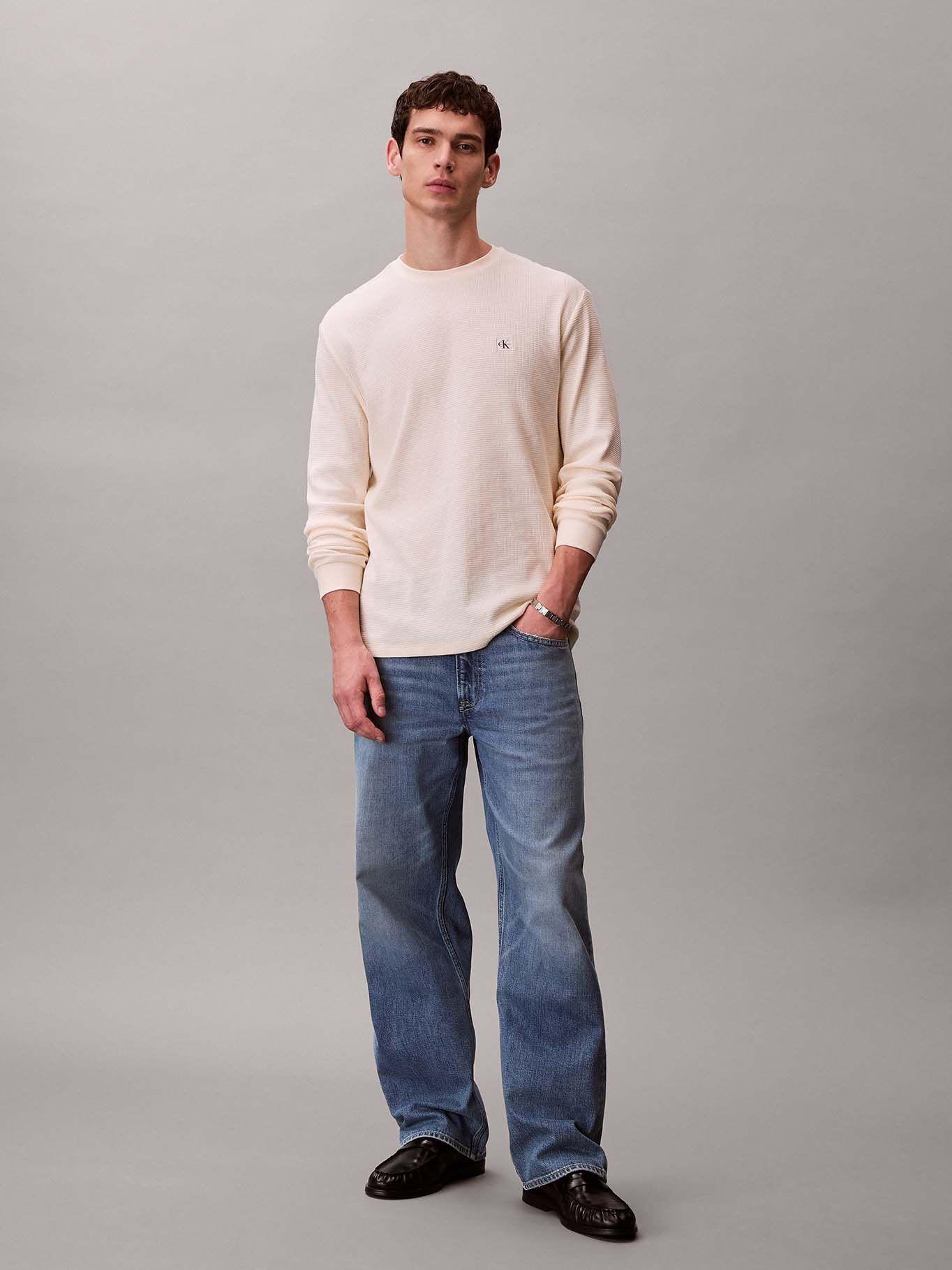 Polera Manga Larga en Tejido Punto Crema Calvin Klein-1