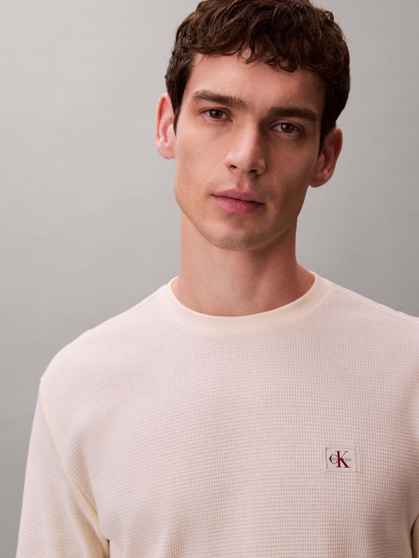 Polera Manga Larga en Tejido Punto Crema Calvin Klein-4