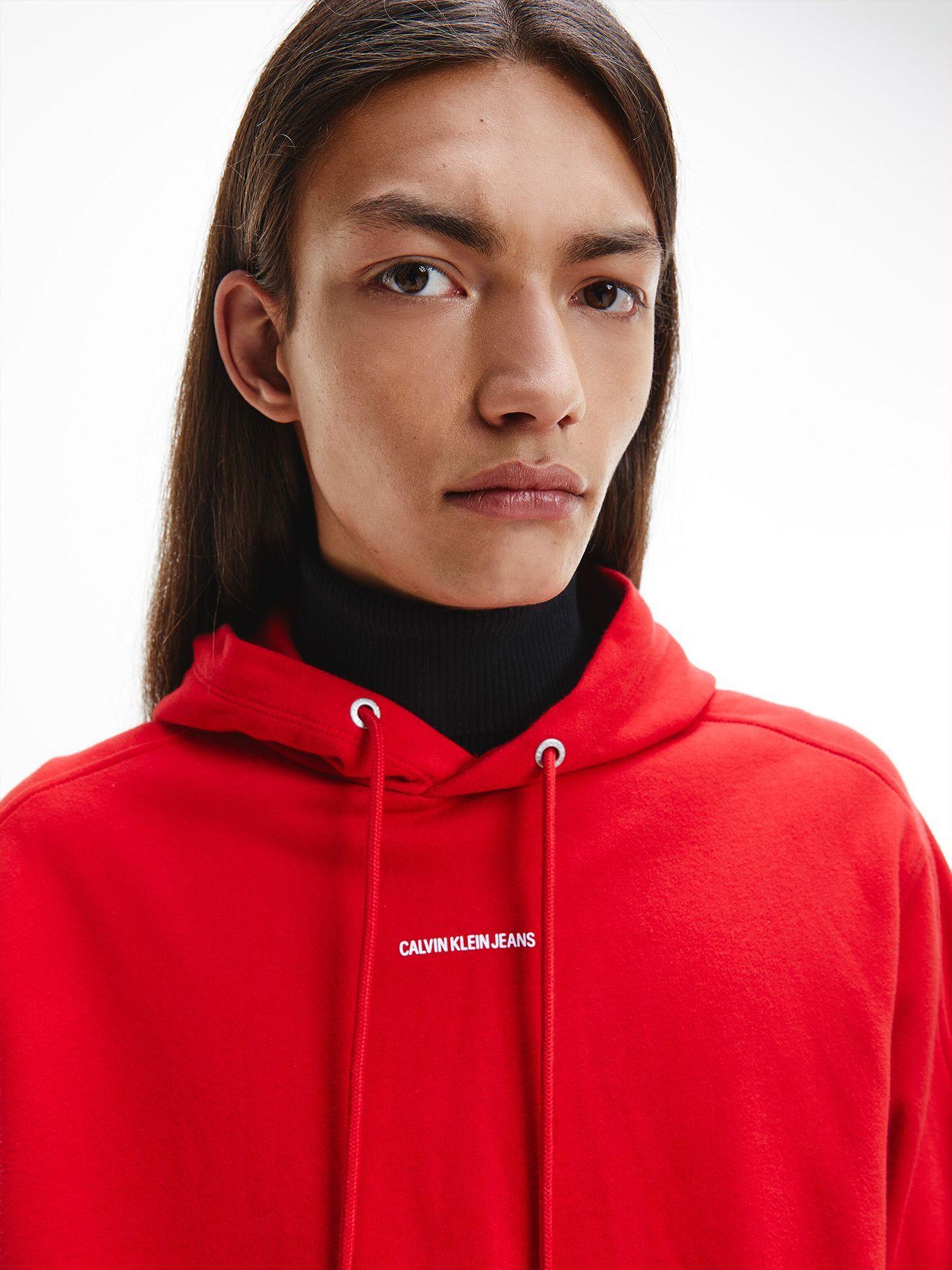 Hoodie Micro Branding Rojo Calvin Klein-3