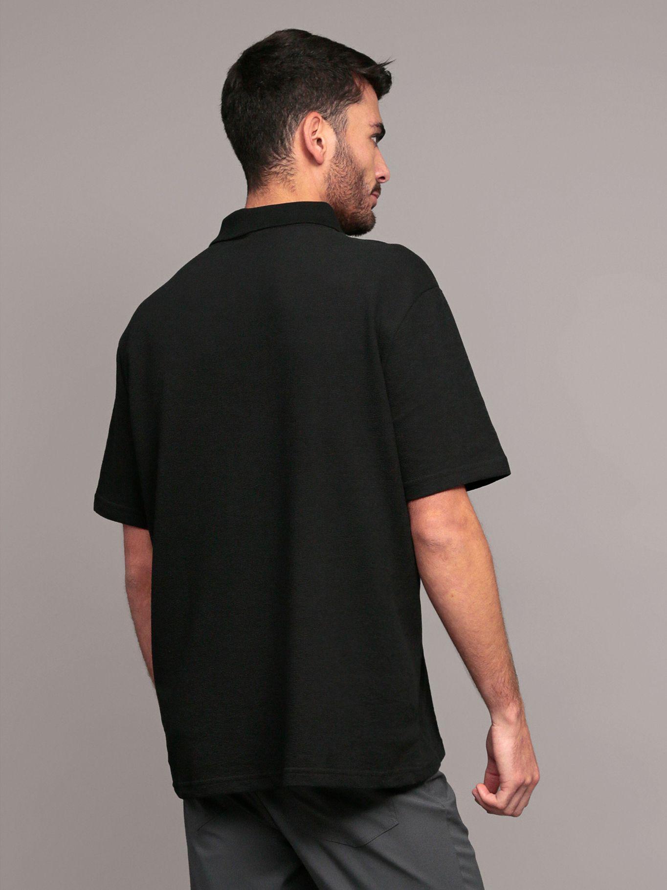 Polo relaxed con tejido crepe Negro Calvin Klein-3