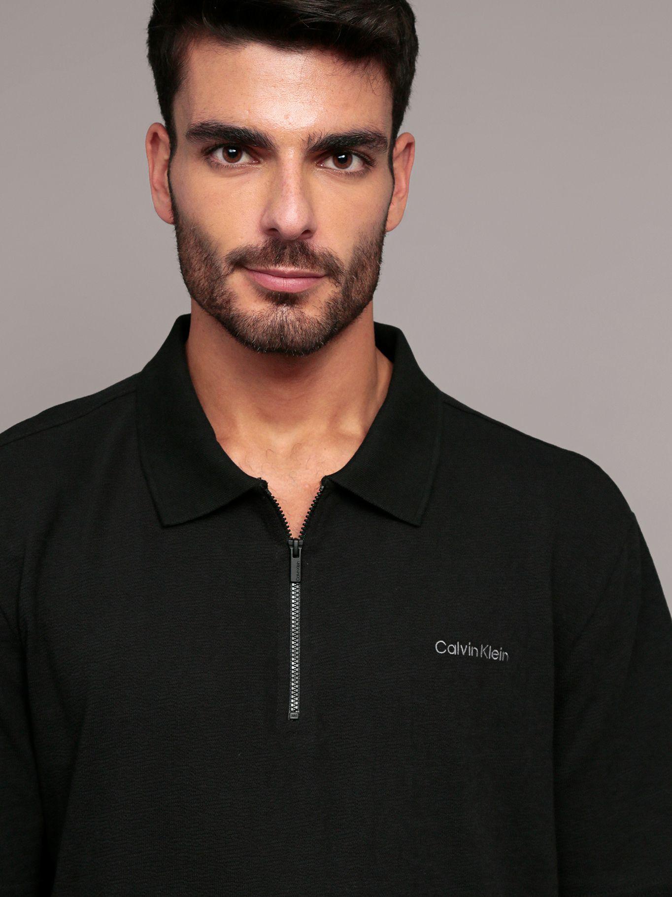 Polo relaxed con tejido crepe Negro Calvin Klein-4
