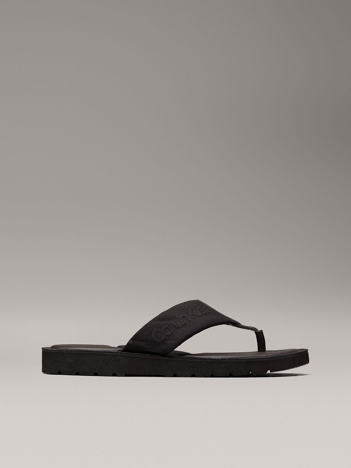 Sandalias de Lona con Logo Negro Calvin Klein-4