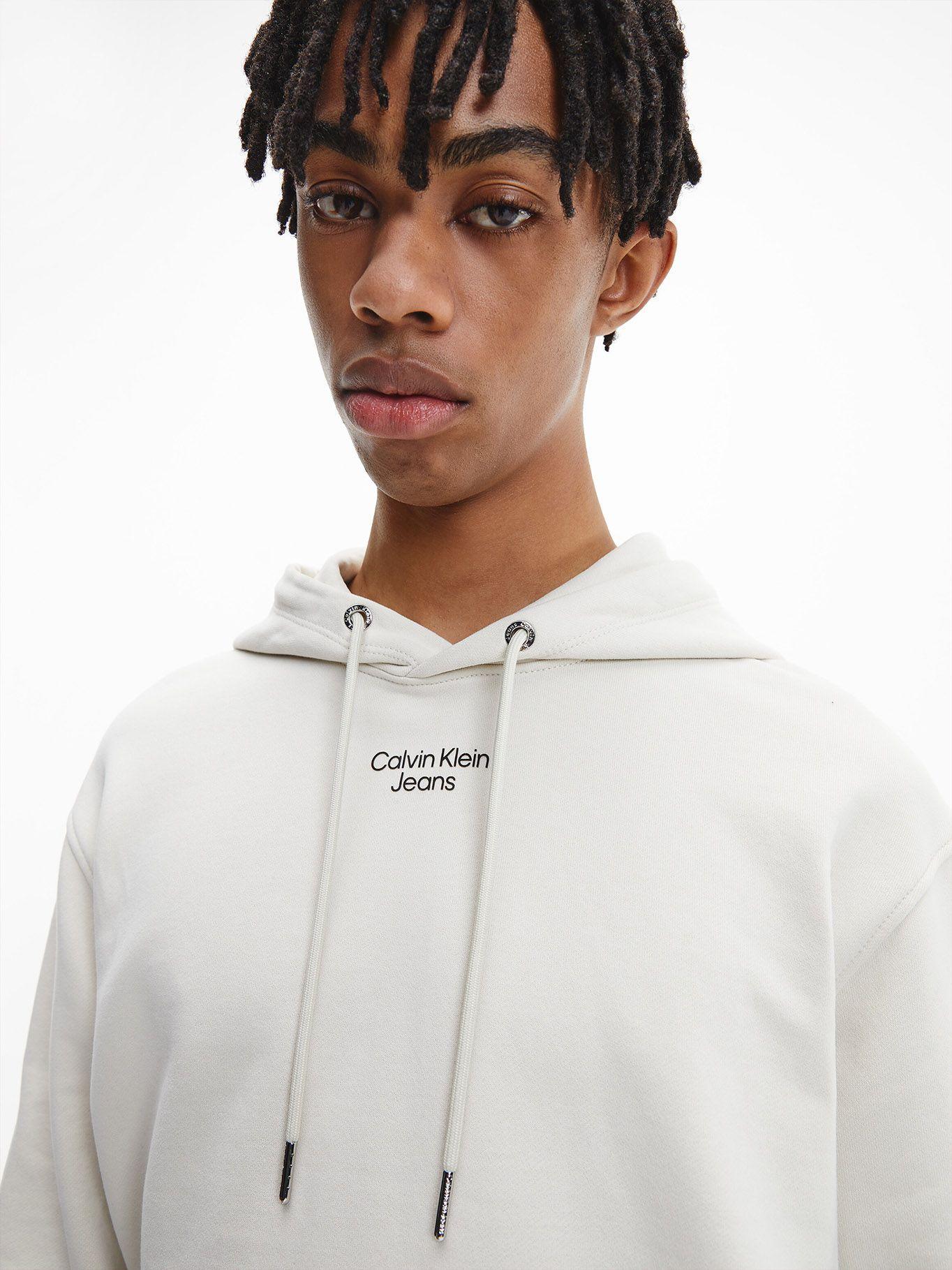 Hoodie Stacked Crema Calvin Klein-3