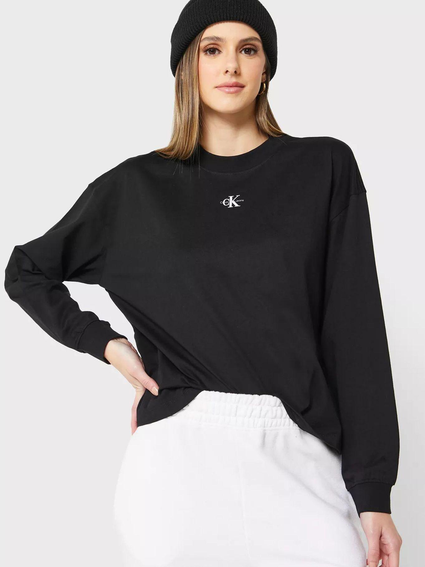 Camiseta manga larga con logo Negro Calvin Klein-0