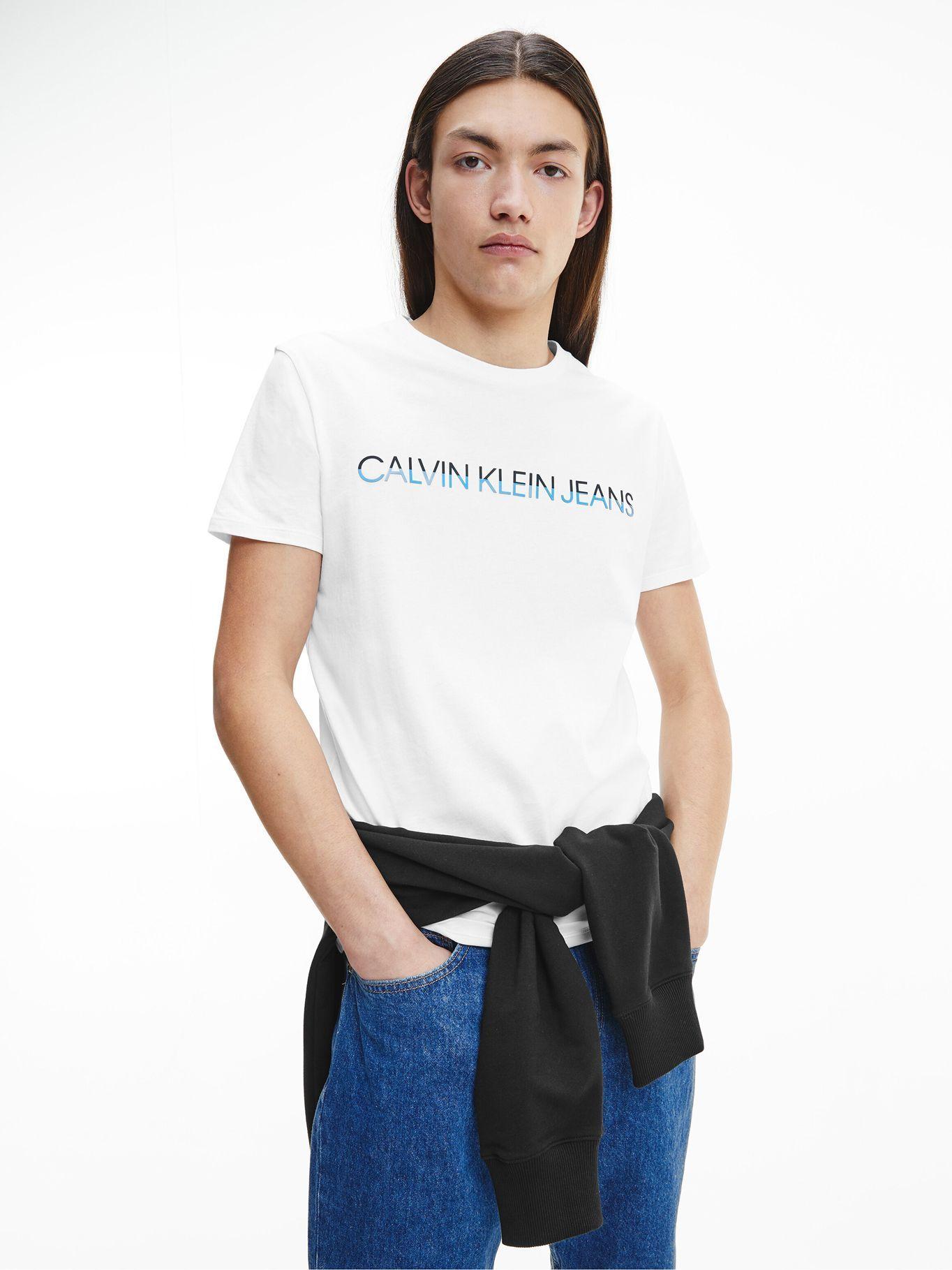 Polera Mixed Technique Blanco Calvin Klein Hombre-3