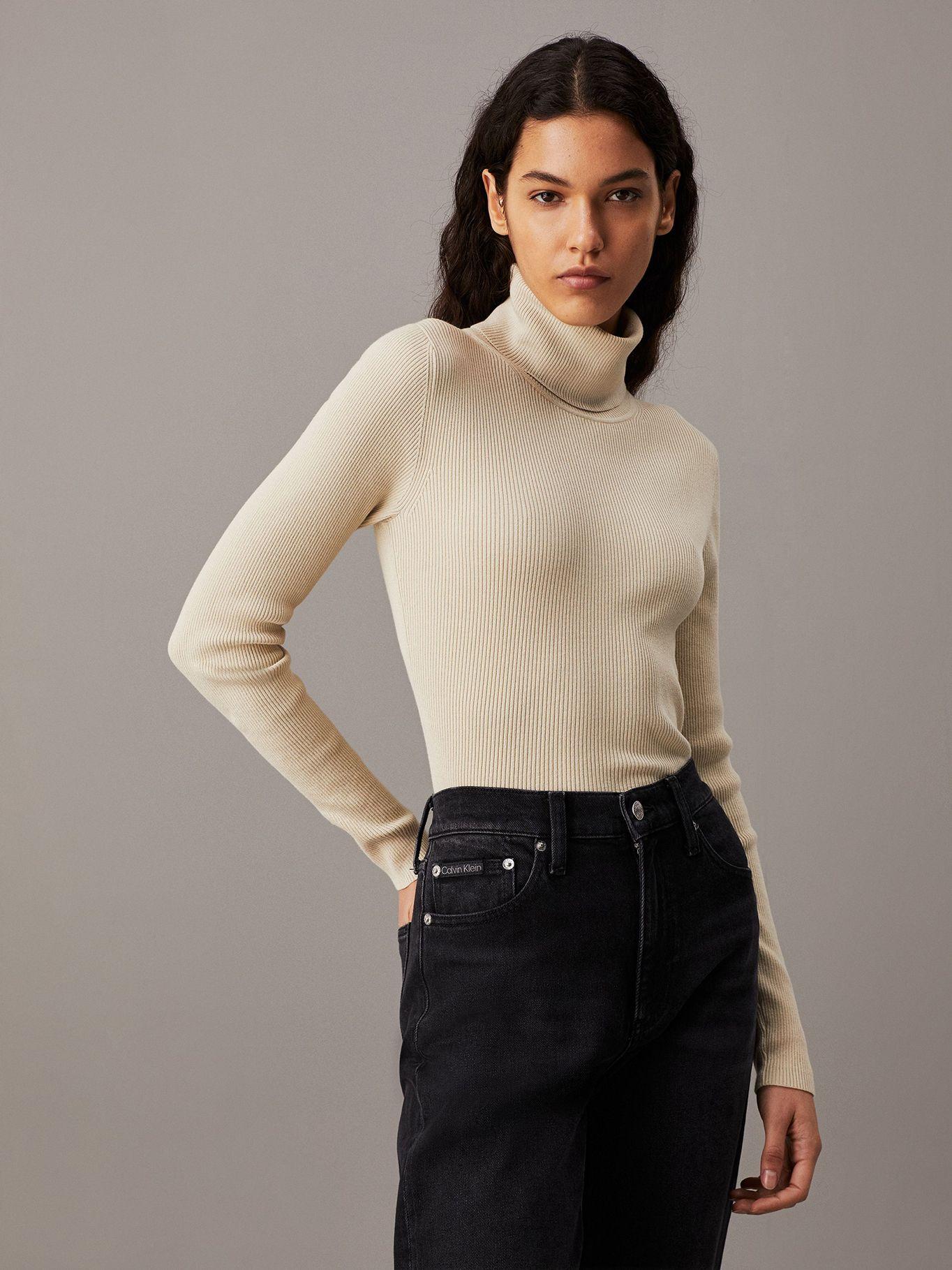 Sweater Woven Label Beige Calvin Klein-0
