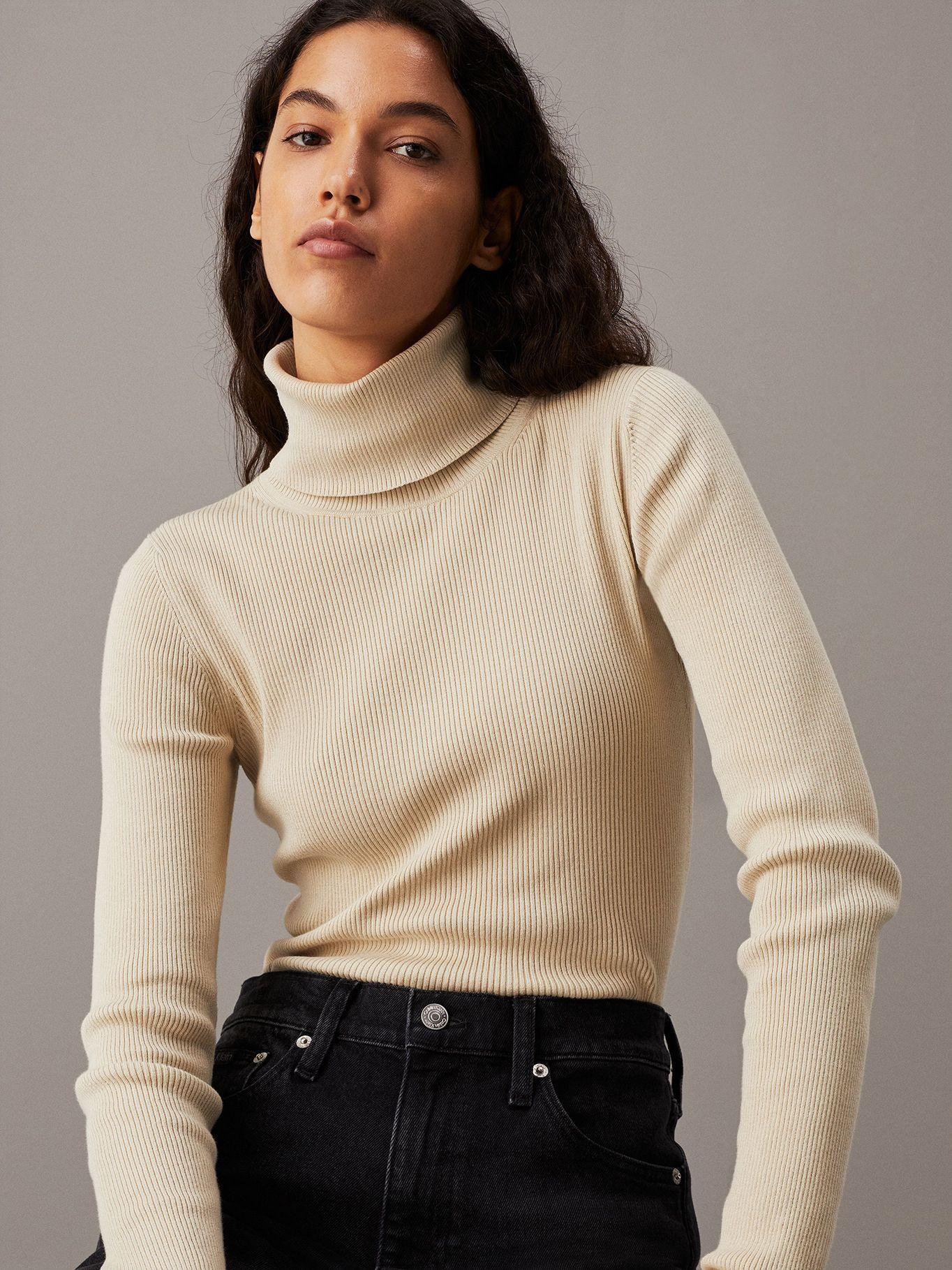 Sweater Woven Label Beige Calvin Klein-3