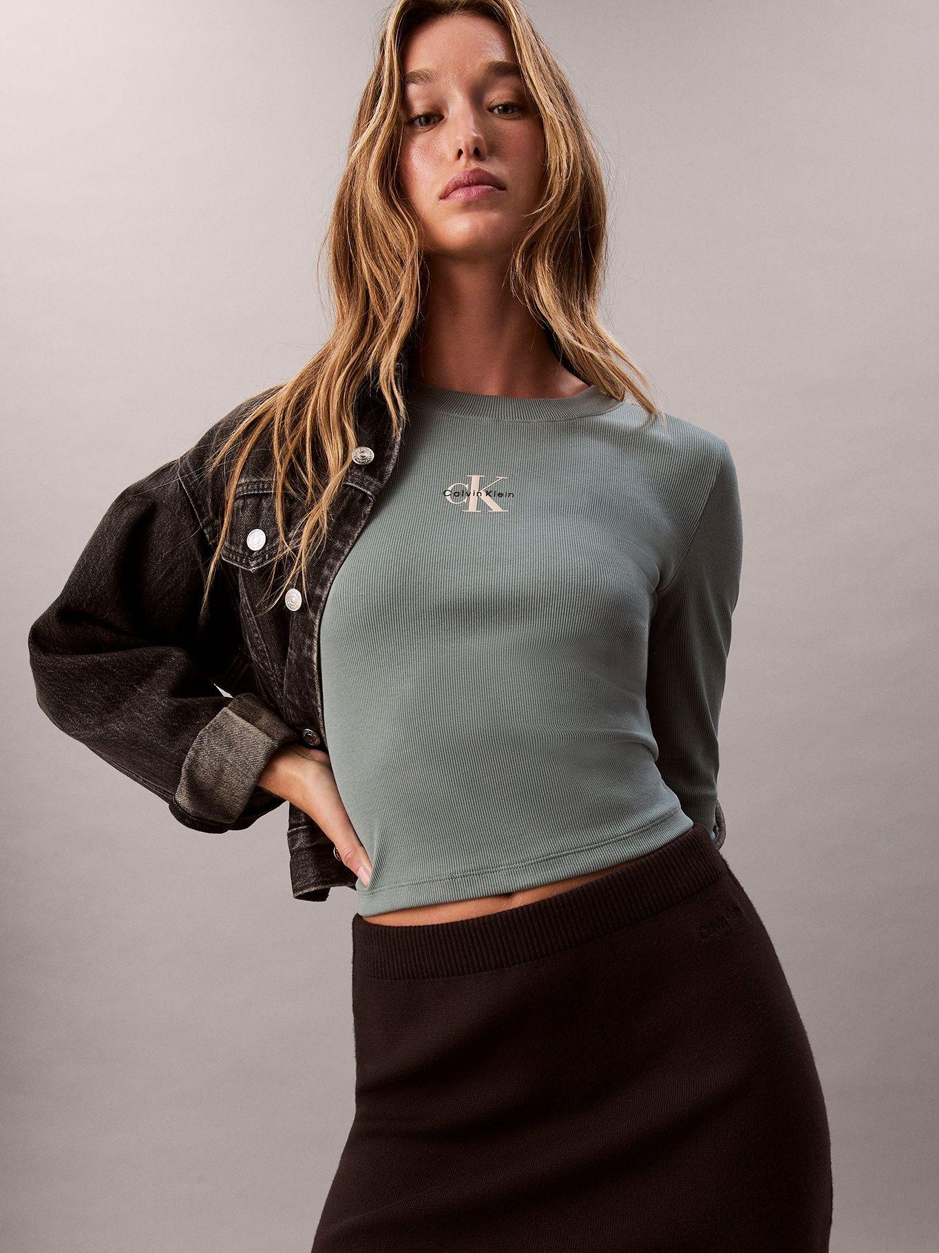 Polera Manga Larga Baby Tee Verde Calvin Klein-3