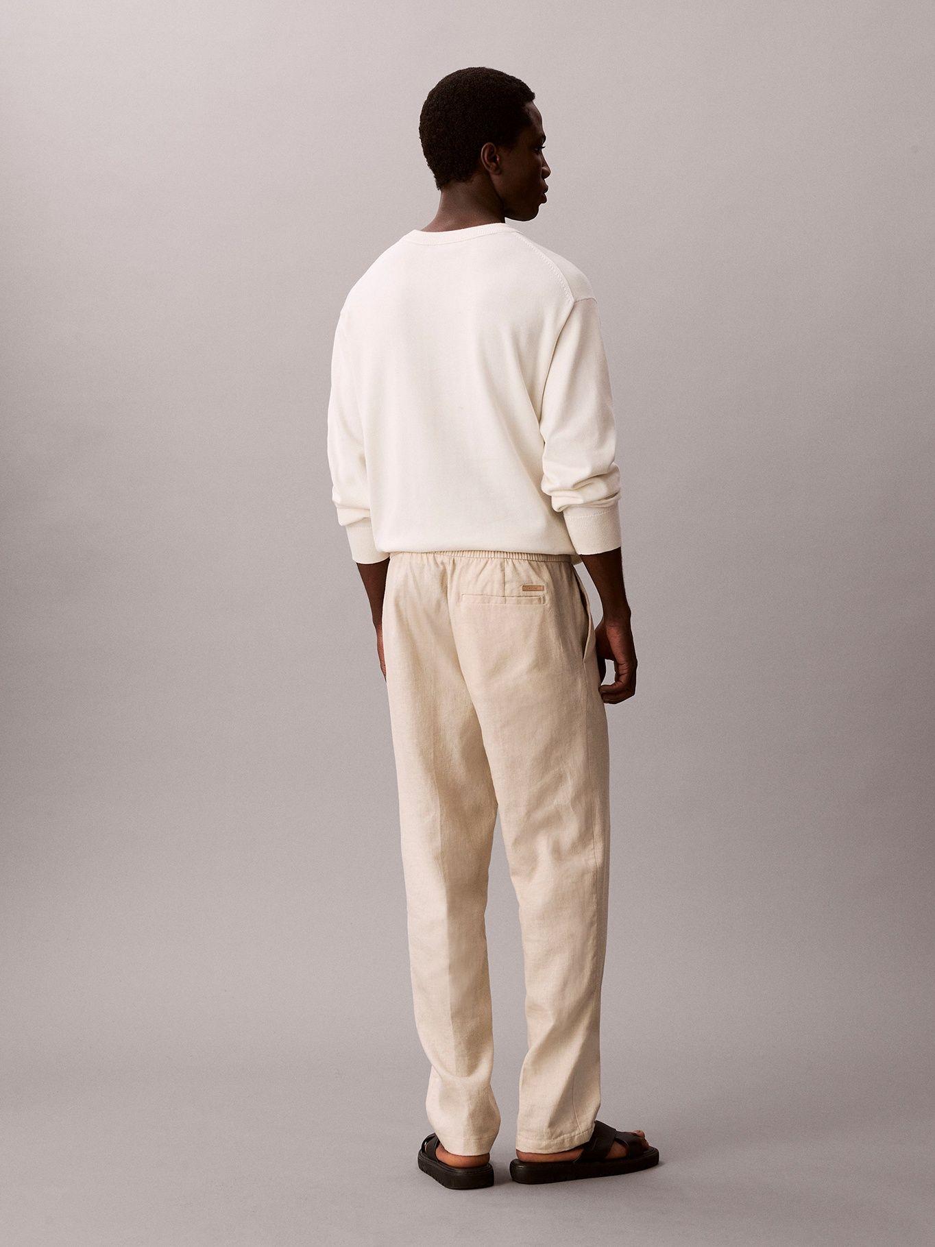 Pantalón Recto Pull-On de Lino Crema Calvin Klein-2