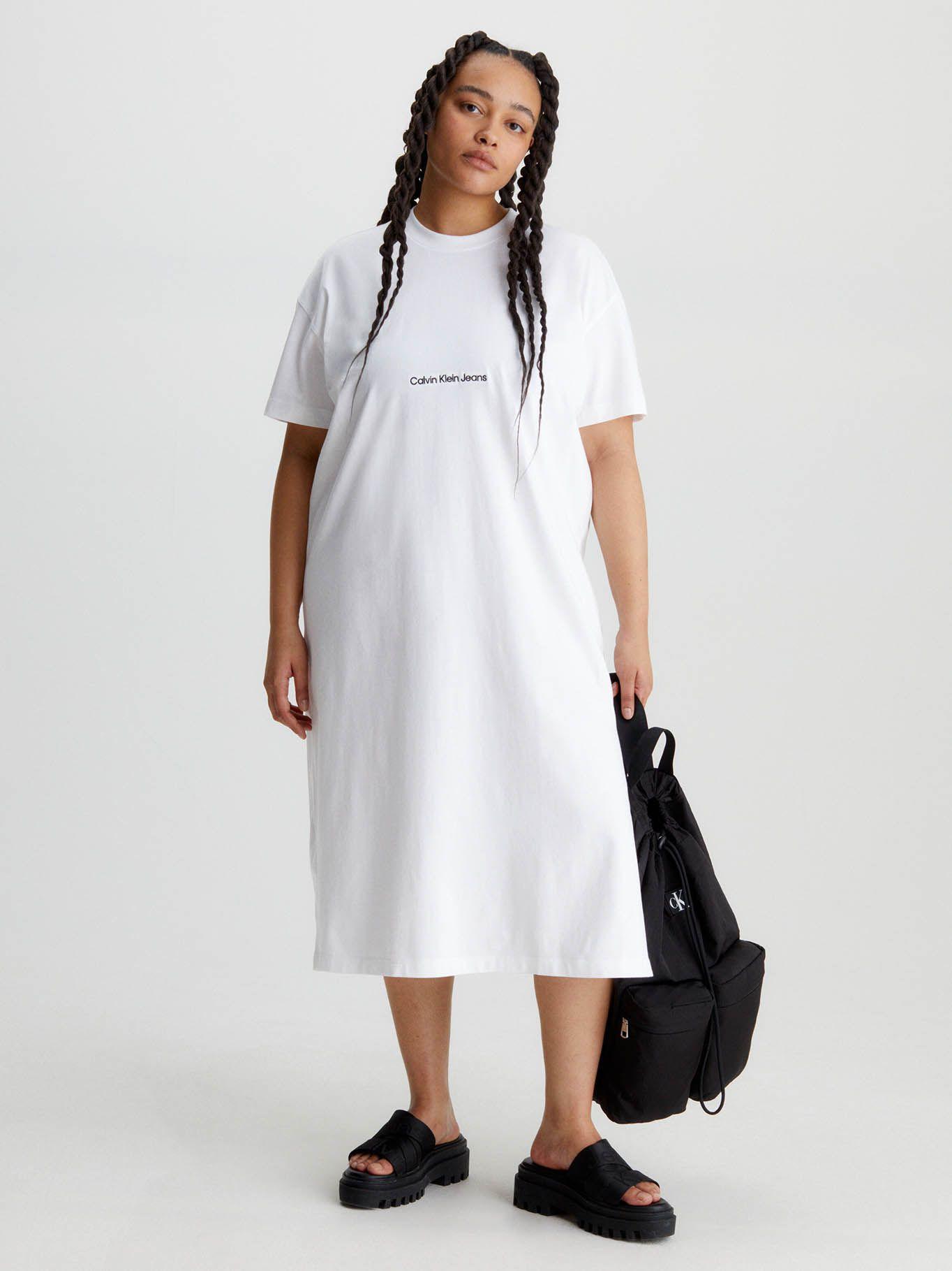 Vestido camisero largo holgado Blanco Calvin Klein-4