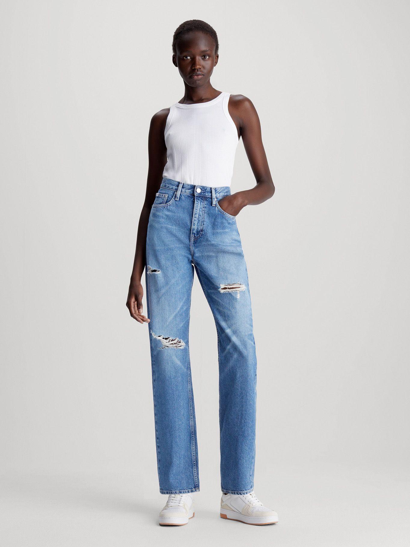 Jeans Mujer Straight Azul Calvin Klein-1