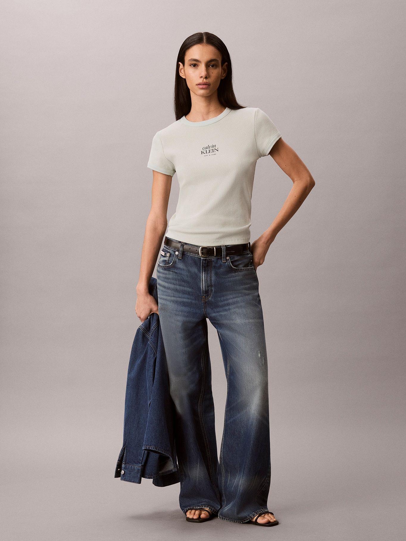 Polera Ajustada de Canalé Verde Calvin Klein-1