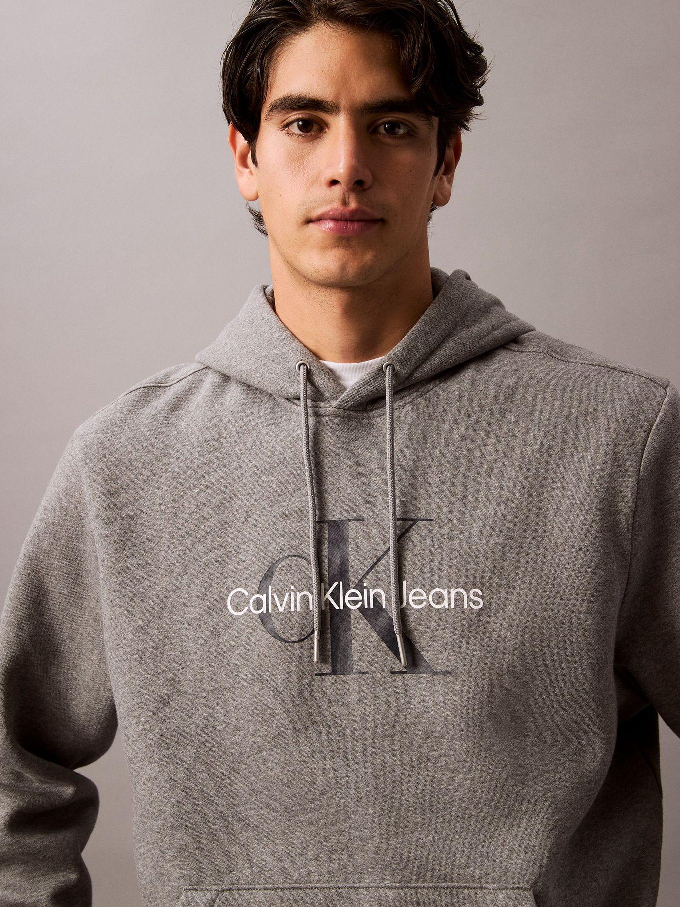 Polerón con Gorro Monograma Gris Calvin Klein-3