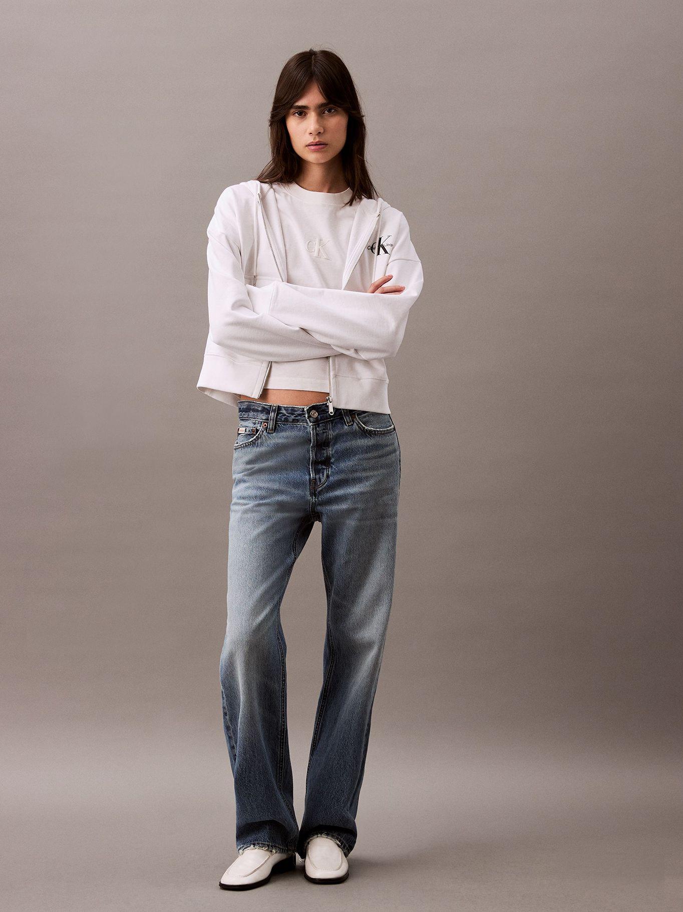 Polera Cropped con Monograma Blanco Calvin Klein-1