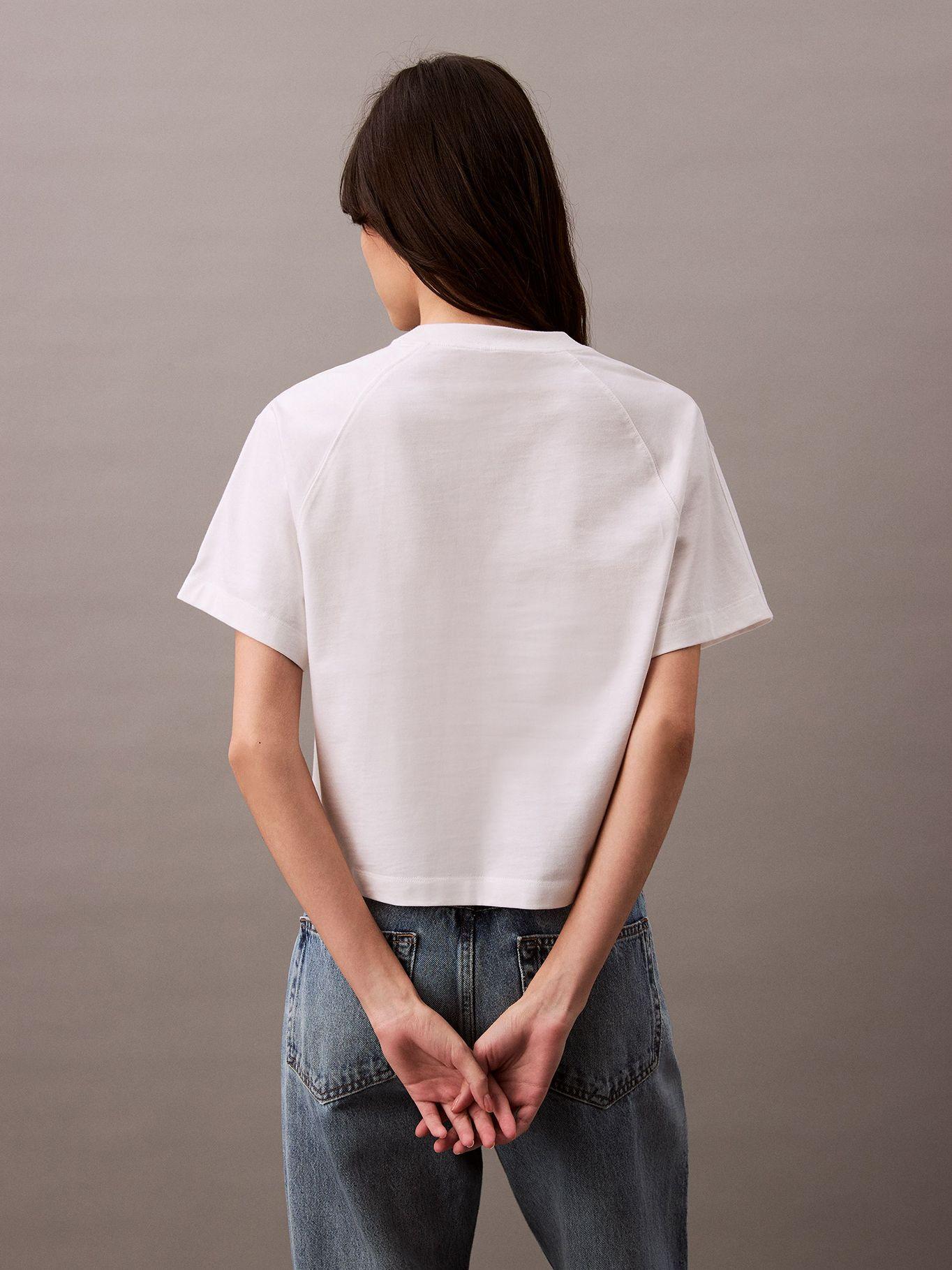 Polera Cropped con Monograma Blanco Calvin Klein-2