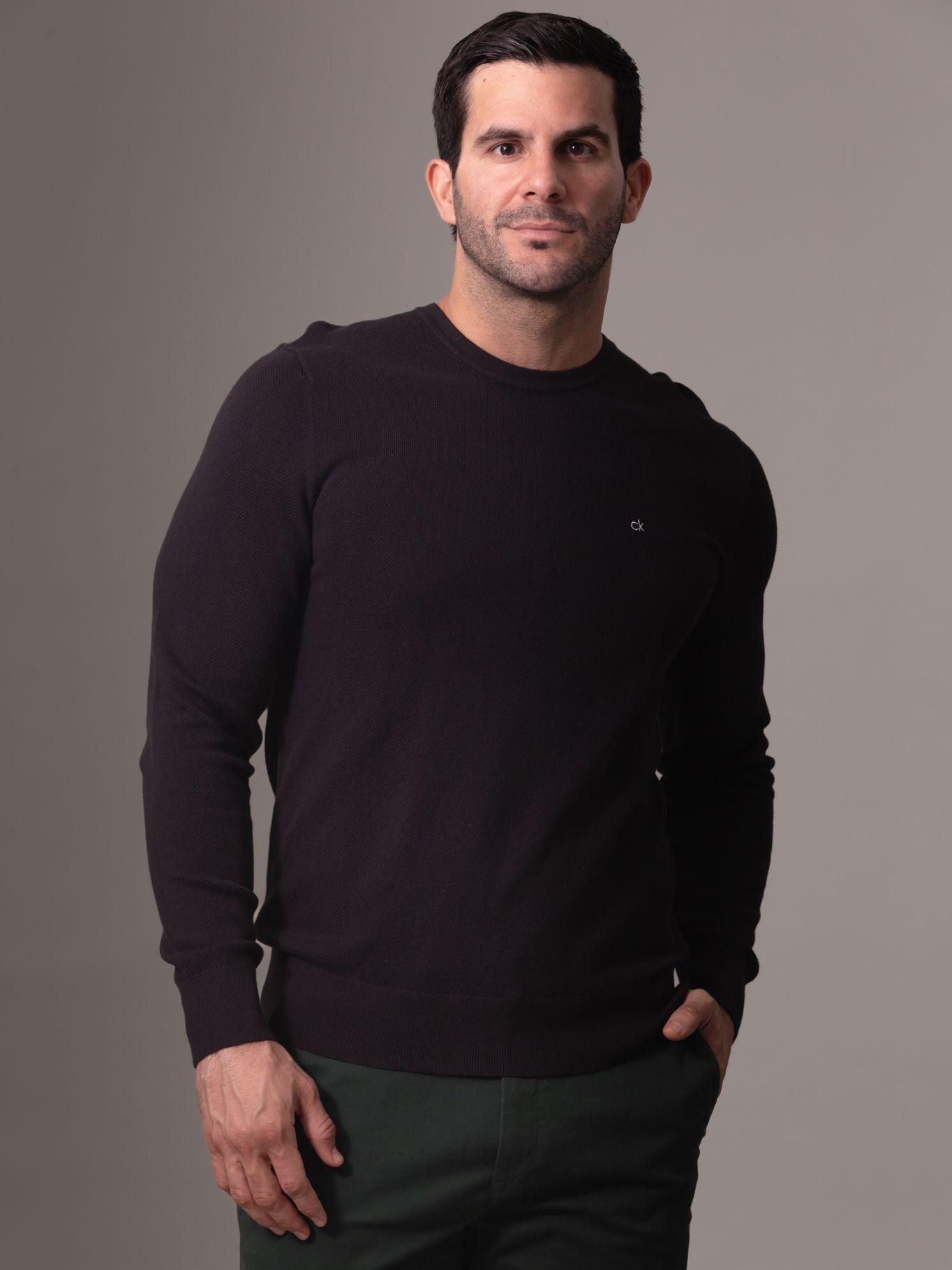 Sweater Micro Pique Structure Sw Negro Calvin Klein-0