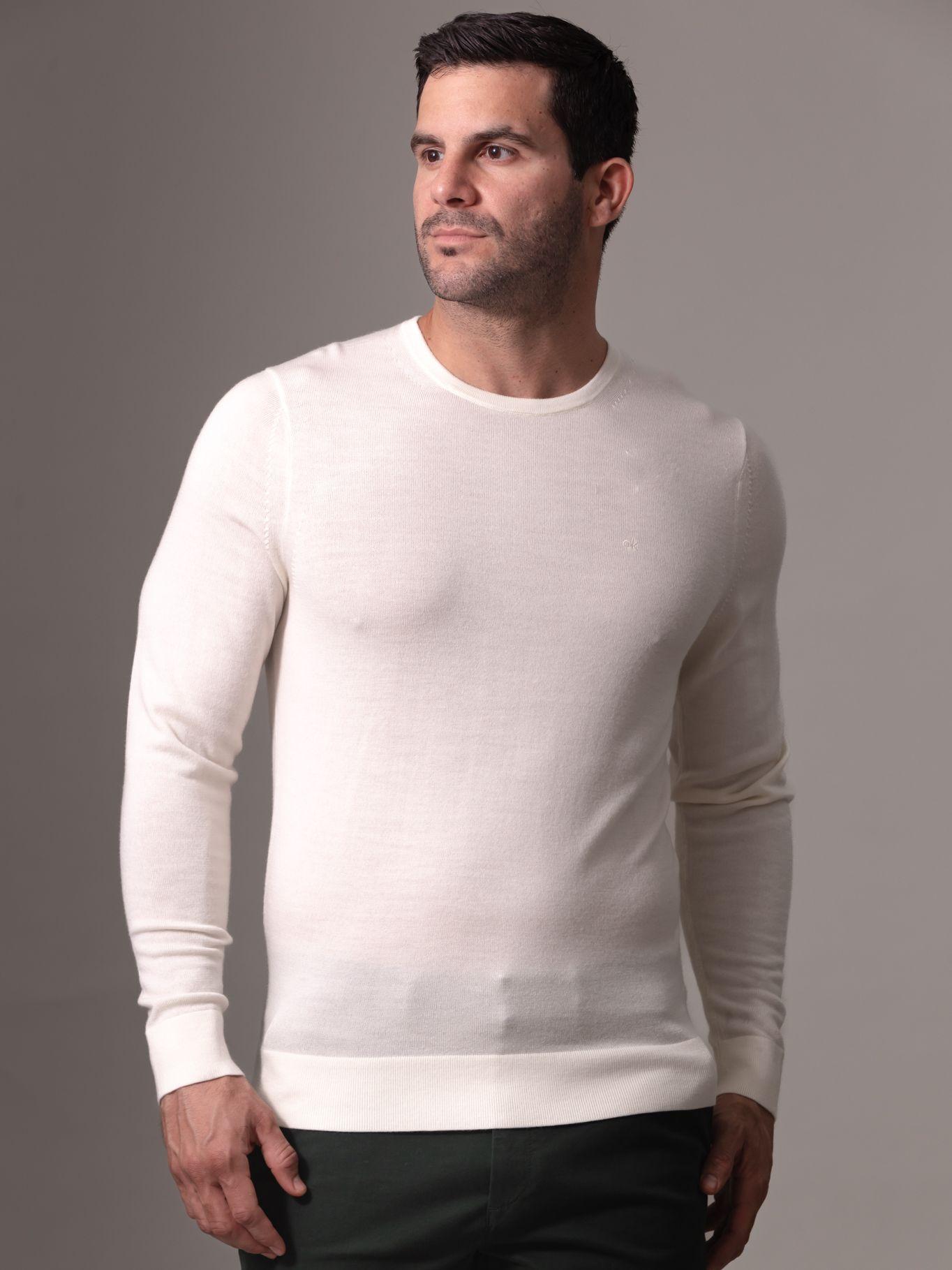 Sweater Superior Wool/Crew Neck Blanco Calvin Klein-0