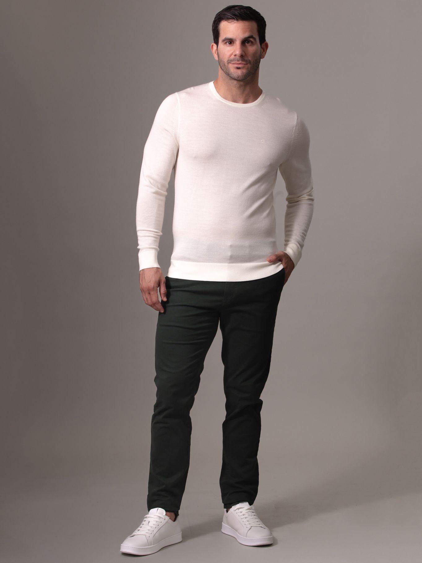 Sweater Superior Wool/Crew Neck Blanco Calvin Klein-1