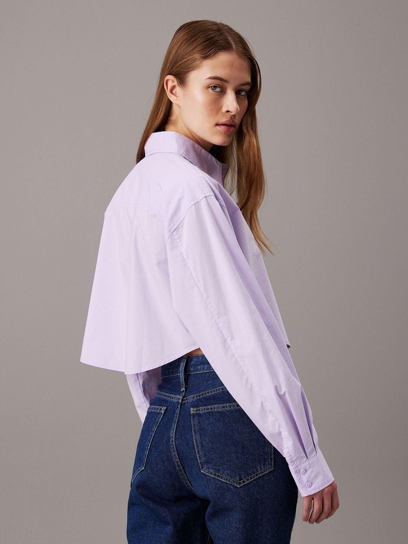 Camisa Woven Label Cropped Morado Calvin Klein-2