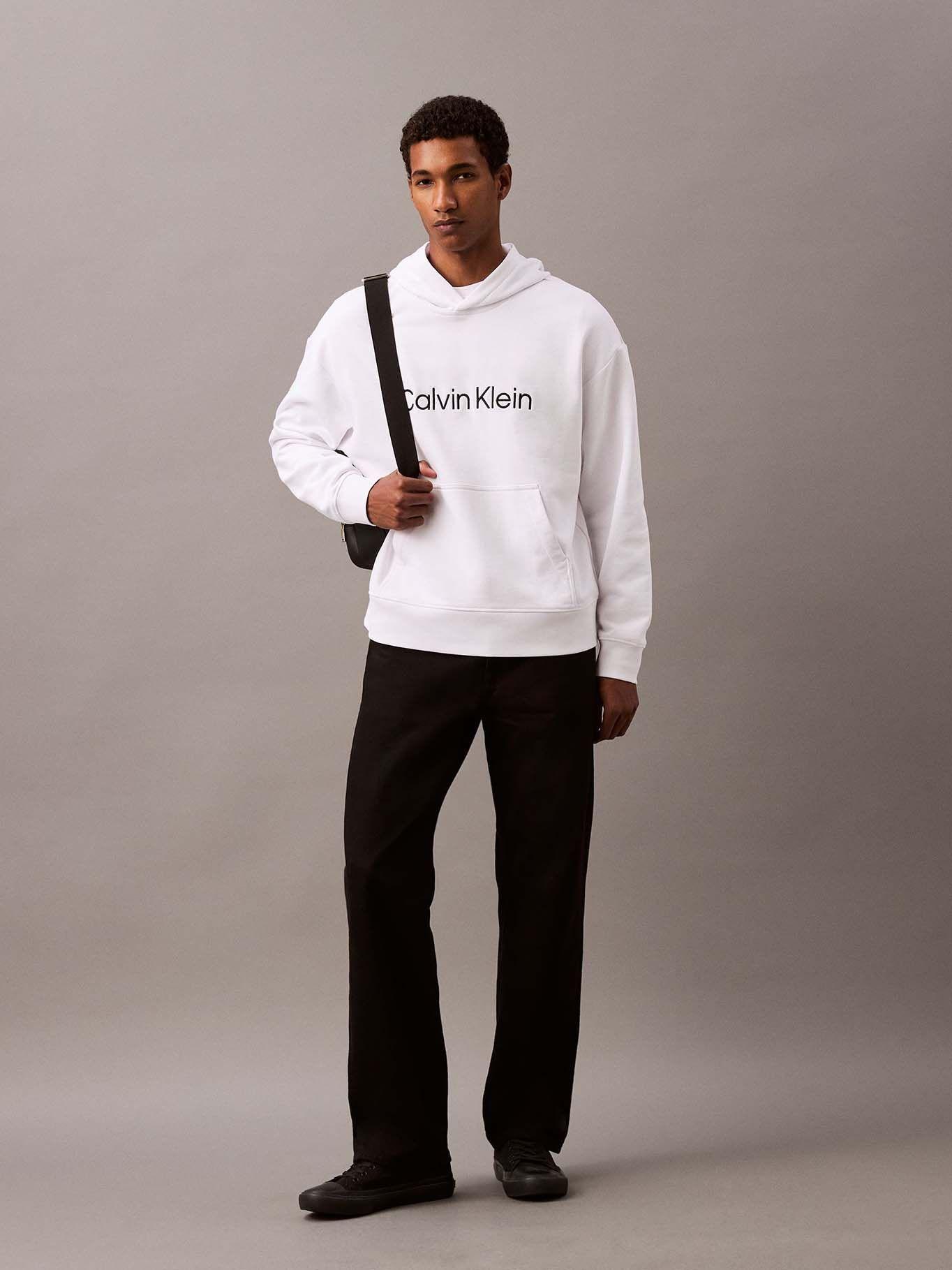 Polerón con Gorro con Logo Estándar Blanco Calvin Klein-1
