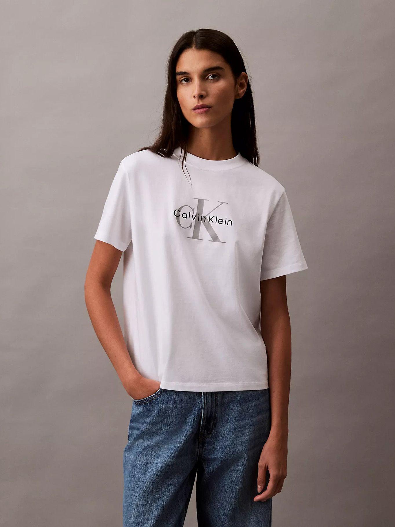 Polera Clásica Monograma Estampada Blanco Calvin Klein-0