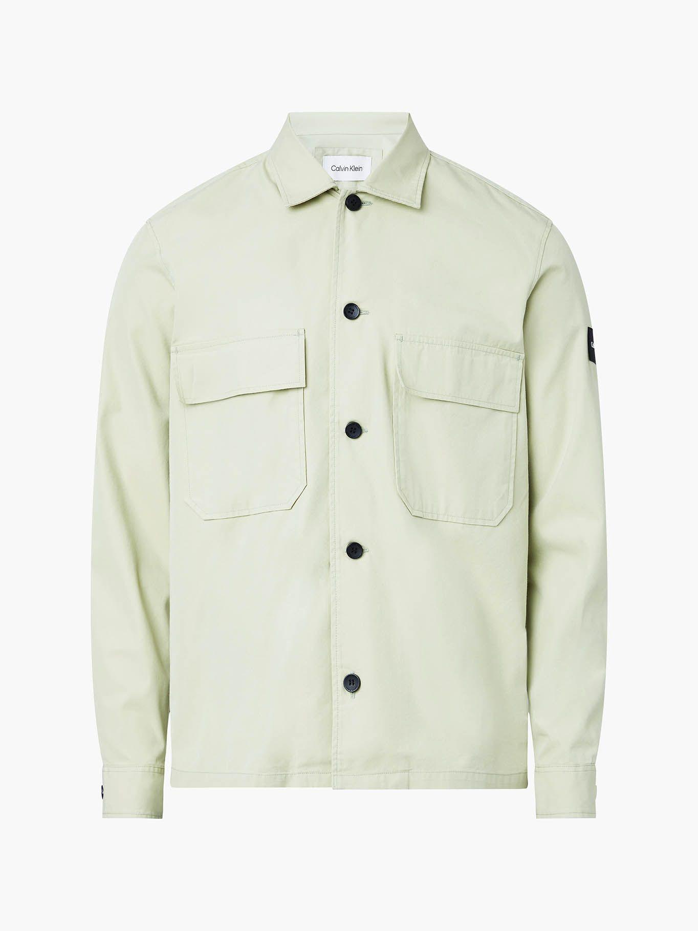 Chaqueta estilo camisa de mezcla de sarga Verde Calvin Klein-4
