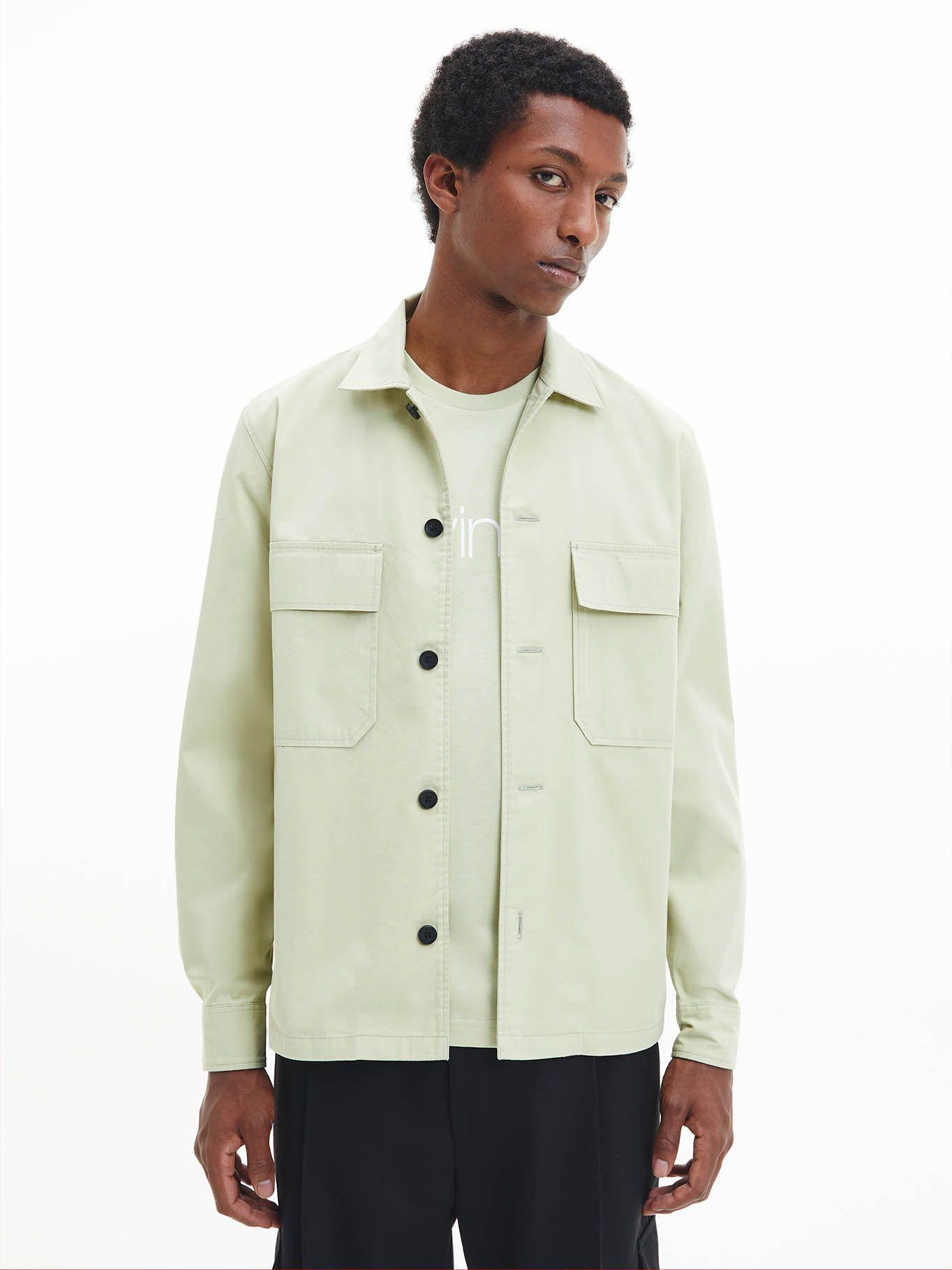 Chaqueta estilo camisa de mezcla de sarga Verde Calvin Klein-0