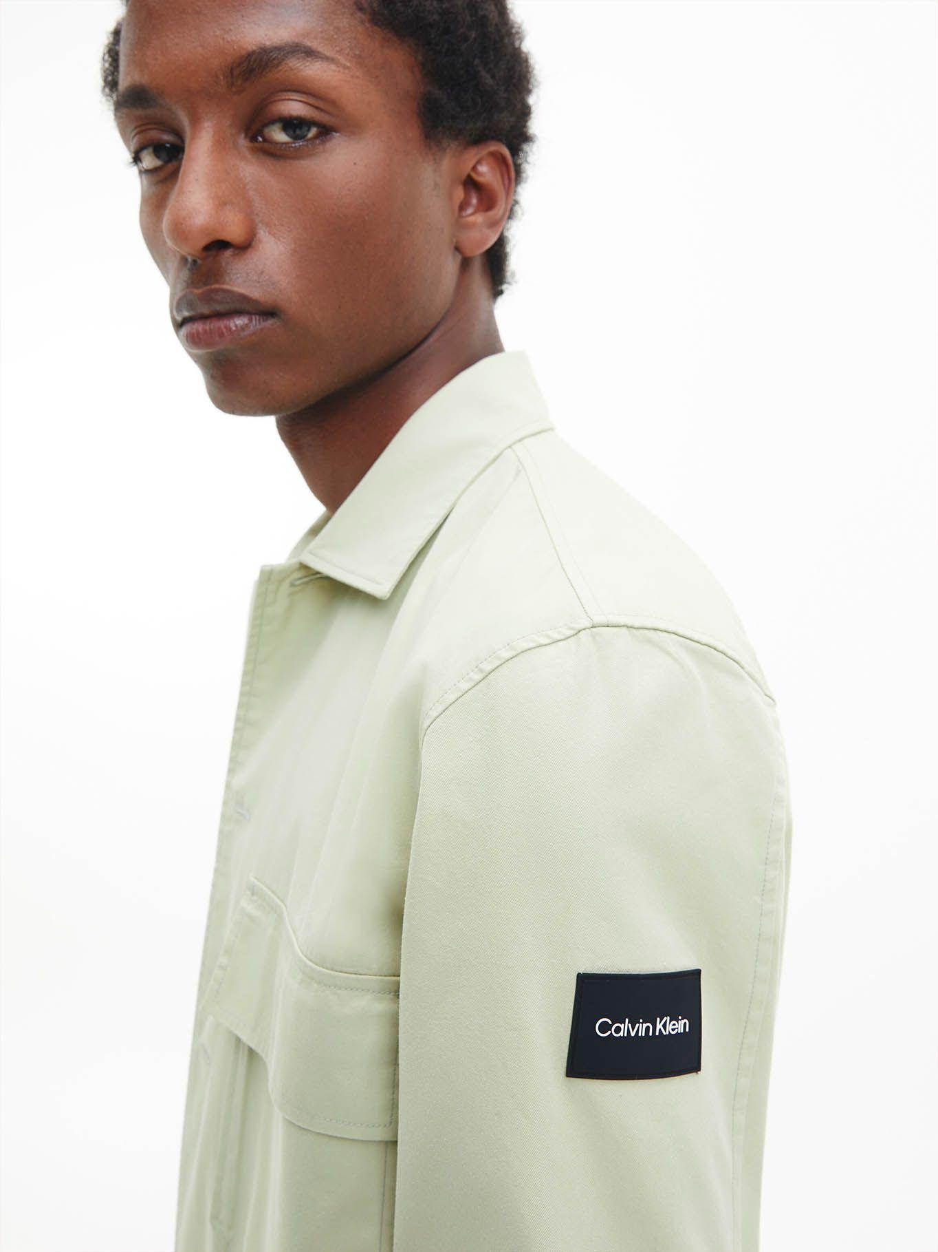 Chaqueta estilo camisa de mezcla de sarga Verde Calvin Klein-3