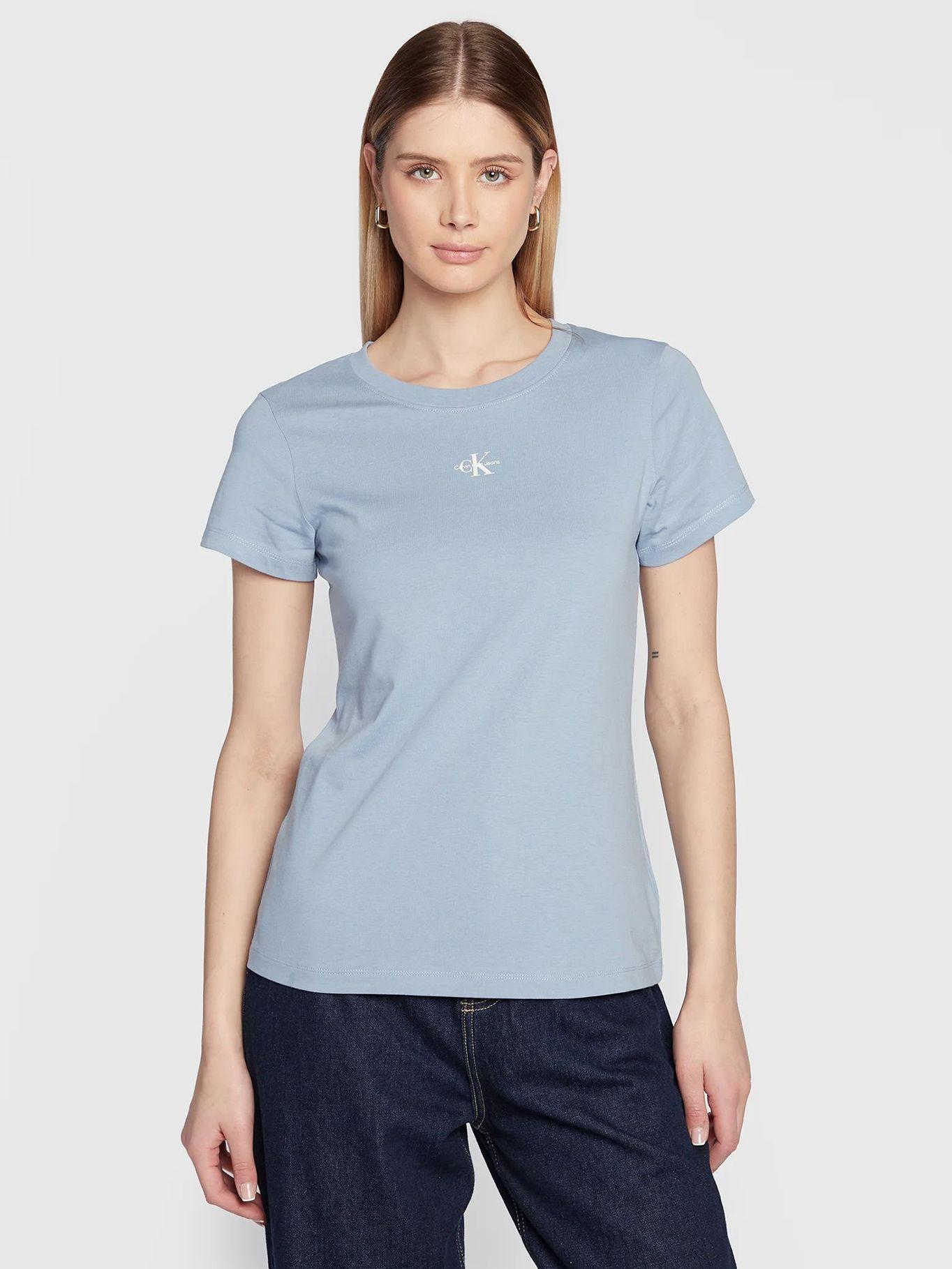 Camiseta de corte slim con logo Celeste Calvin Klein-0